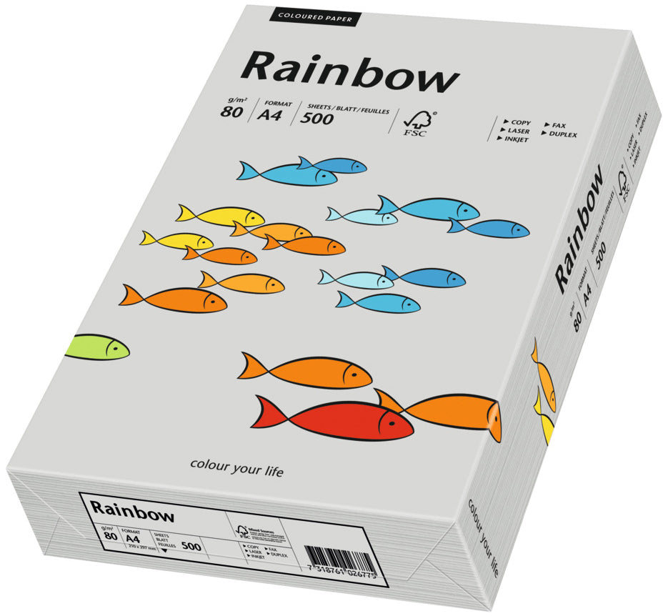 Rainbow Farbiges Kopierpapier Grau – A4, 80 g/m², 500 Blatt