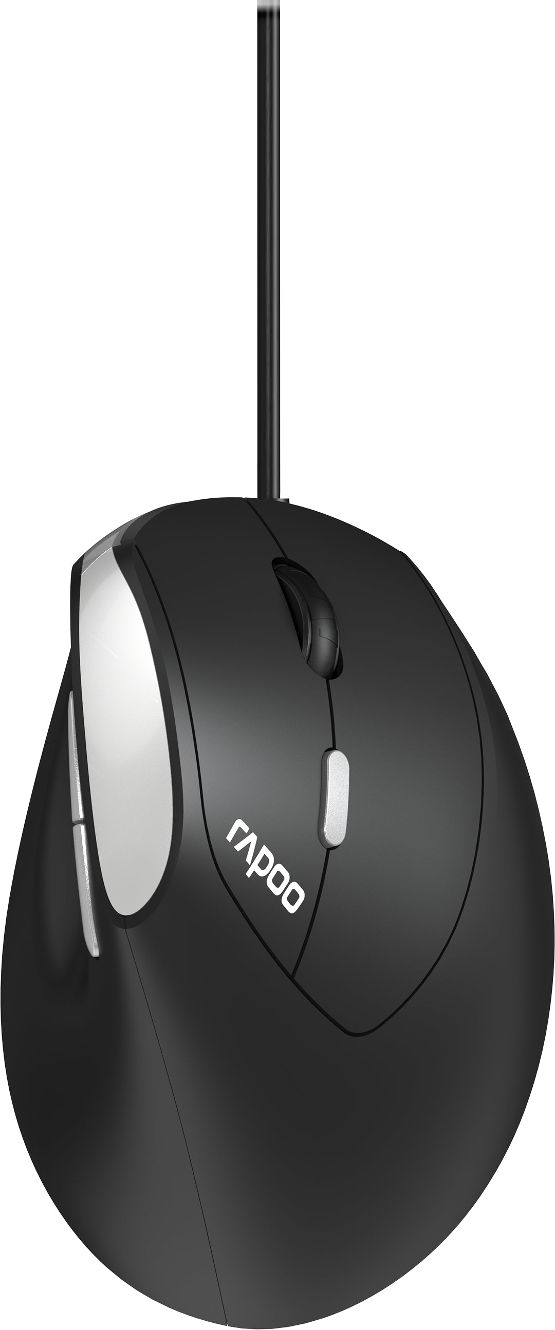 Rapoo EV200 – Vertikale Maus – Kabelgebunden (USB‑A), rechts, Schwarz/Silber