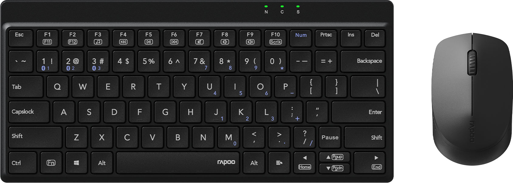 Rapoo 8000GT R-11066 – Tastatur-Maus-Set – Bluetooth & 2,4 GHz – Schwarz/Grau