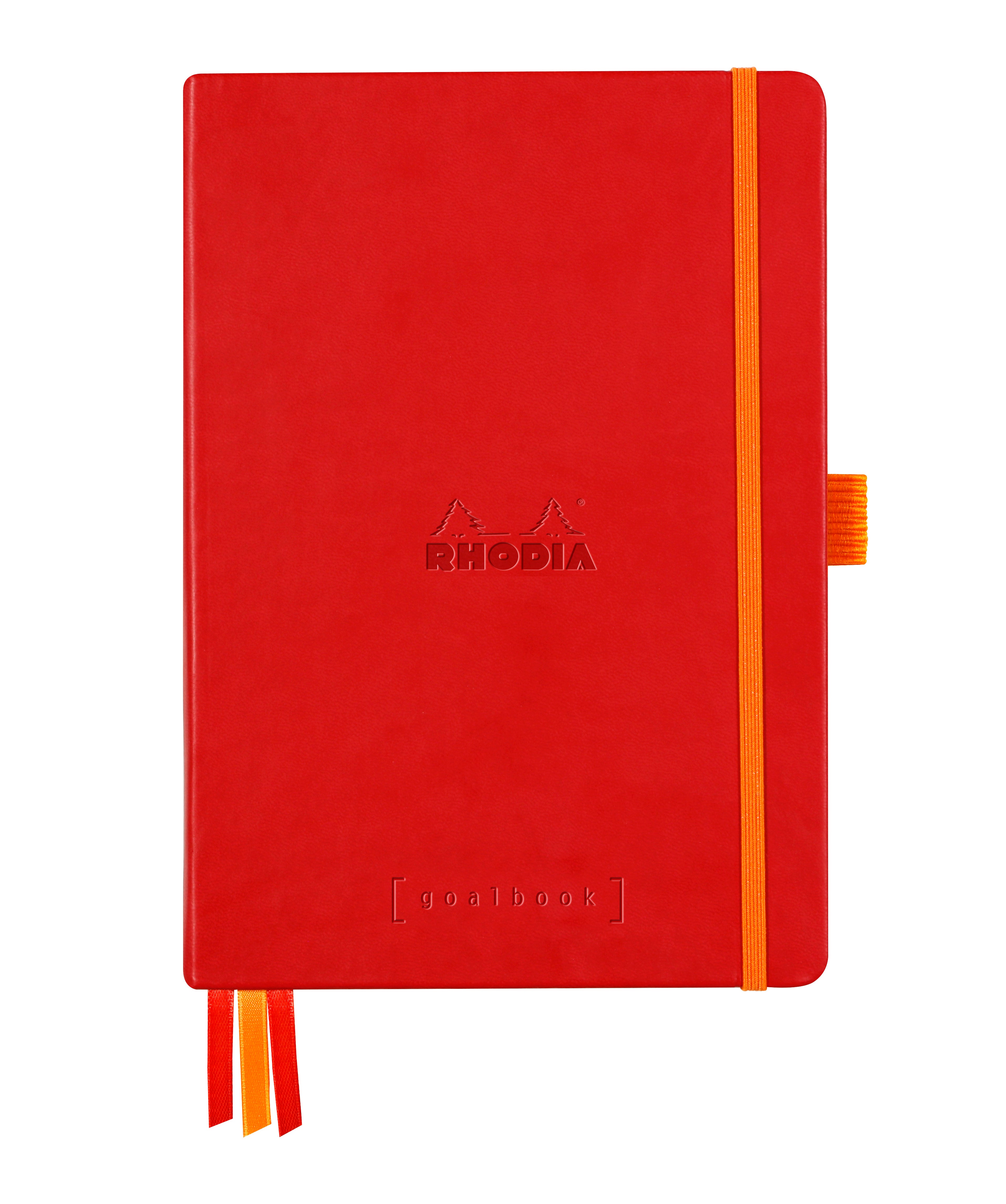Rhodia Goalbook Notizbuch – A5 – punktiert – Hardcover, Gummiband, Bleistifthalter, Mohnrot