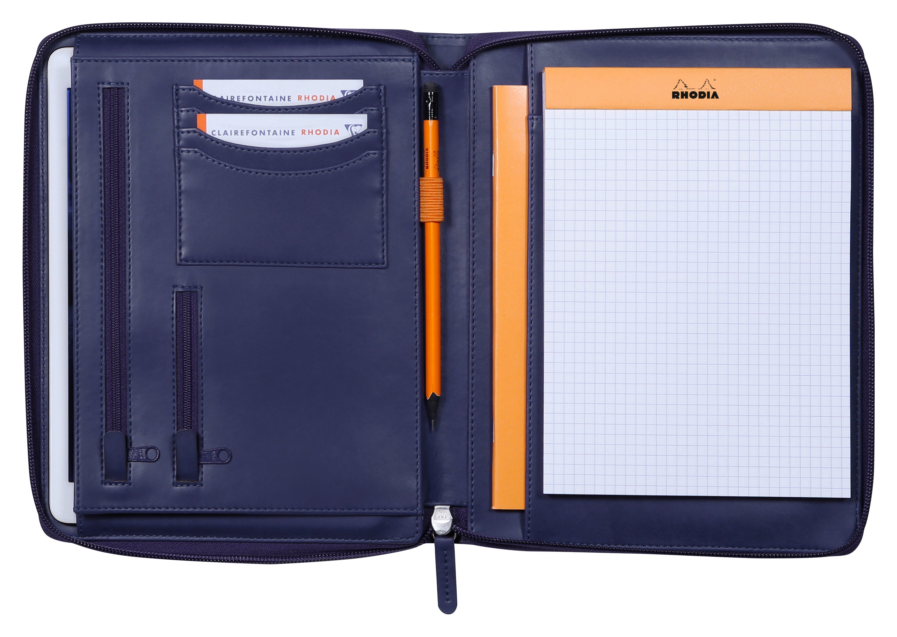 Rhodia Konferenzmappe 168104C, für A5, Reissverschluss – Kunstleder – Blau