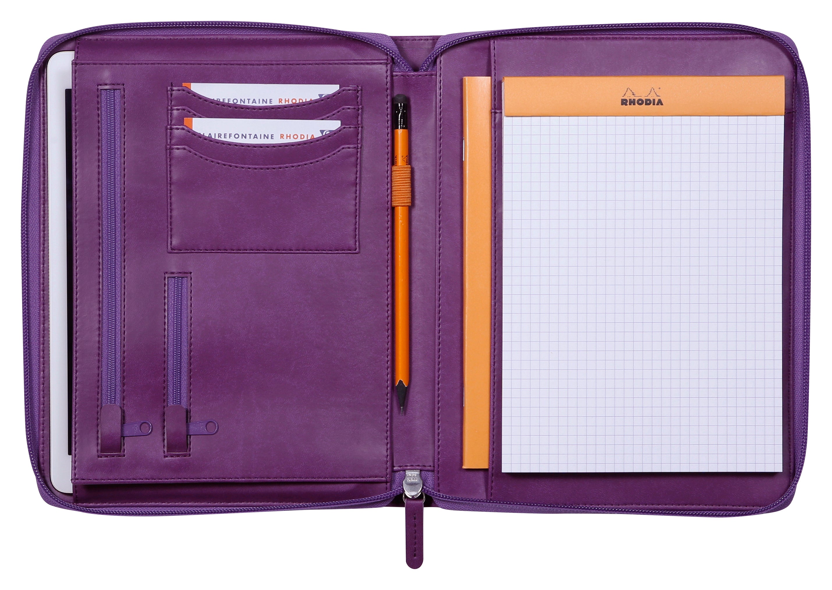 Rhodia 168105C Schreibmappe für A5, Reissverschluss, Kunstleder, Violett