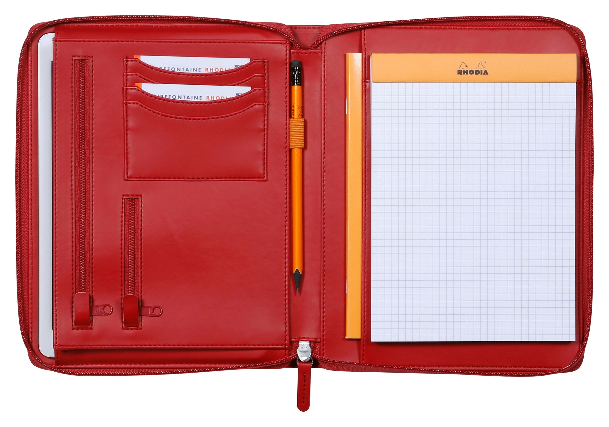 Rhodia Konferenzmappe 168106C, für A5, Reissverschluss – Kunstleder – Rot