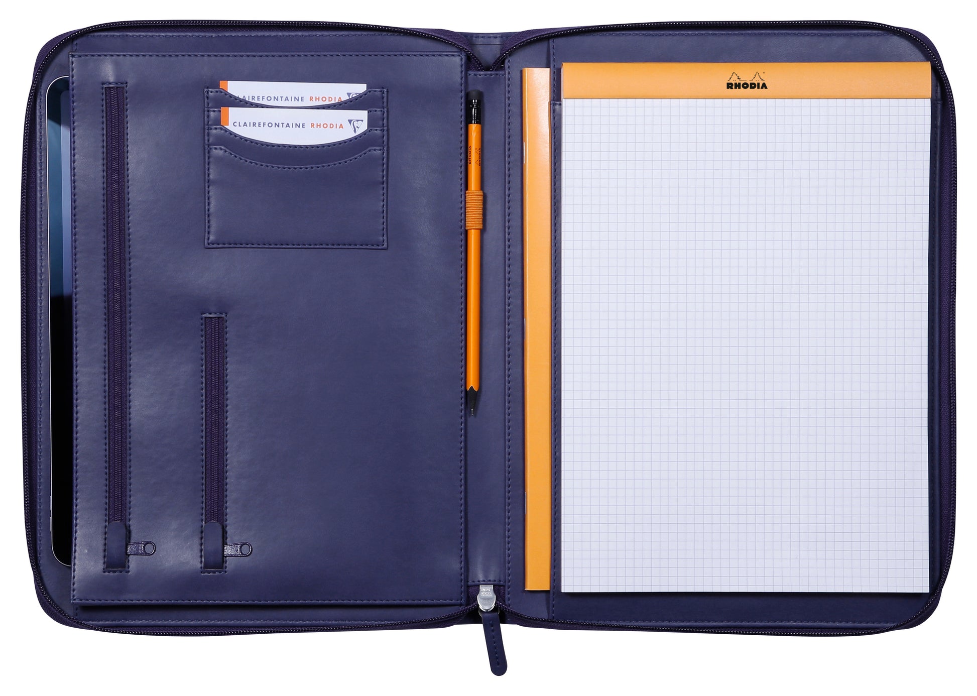 Rhodia Konferenzmappe 168120C, für A4, Reissverschluss – Kunstleder – Blau
