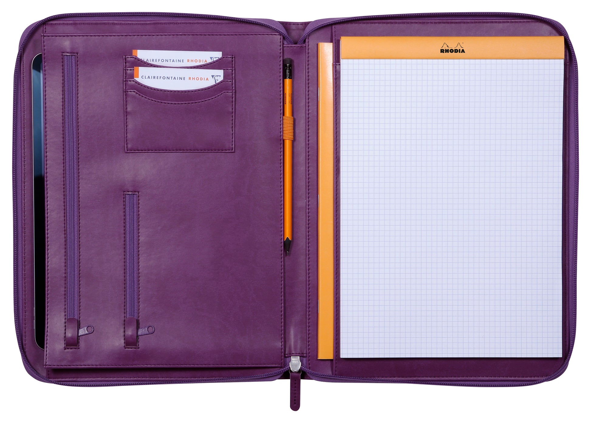 Rhodia Konferenzmappe 168121C, für A4, Reissverschluss – Kunstleder – Violett