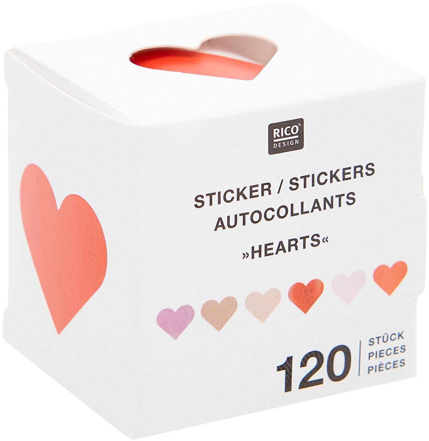 Rico Design Sticker – Ø 2,5 cm, Herzen, holografisch