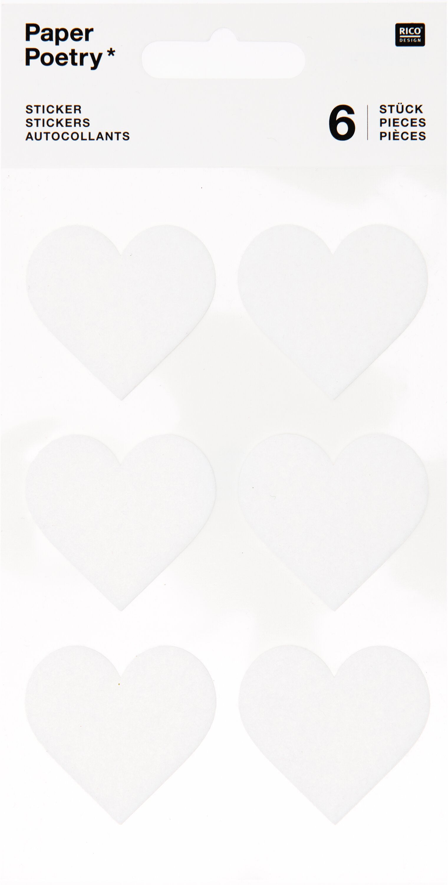 Rico Design – Filzsticker, Herzen, Weiss, 6 Stk