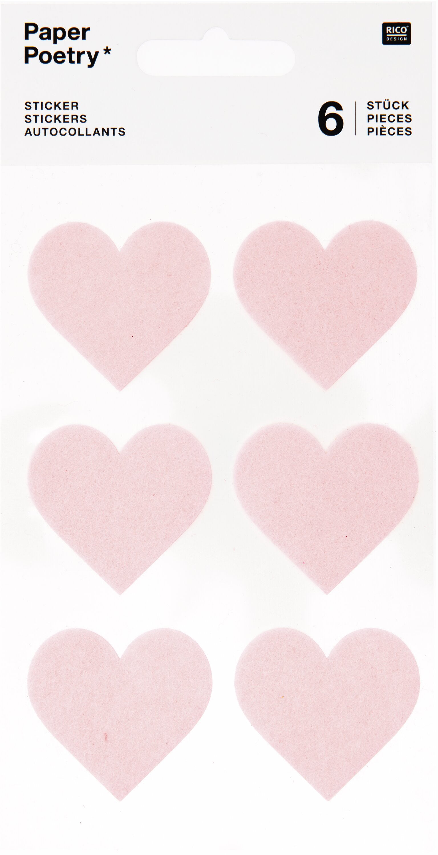 Rico design Filzsticker, Herzen, Rosa, 6 Stk