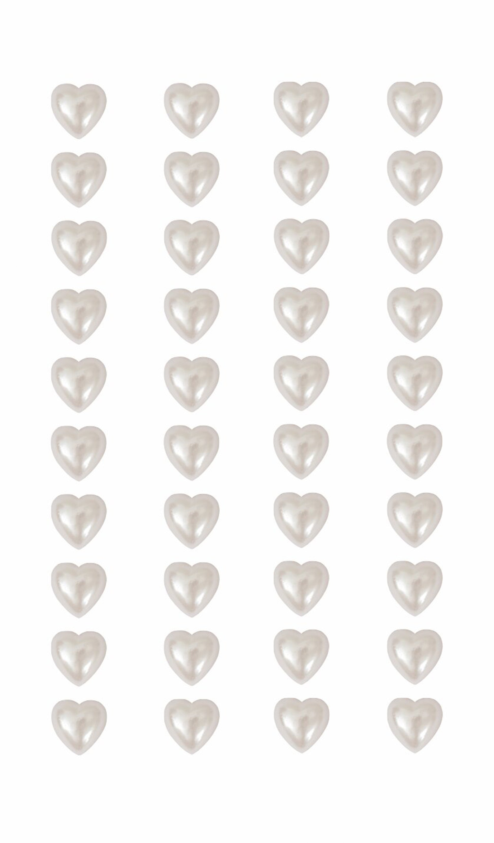 Rico Design Perlen-Sticker – 7 × 15 cm, Herzen, Weiss, Ø 8 mm