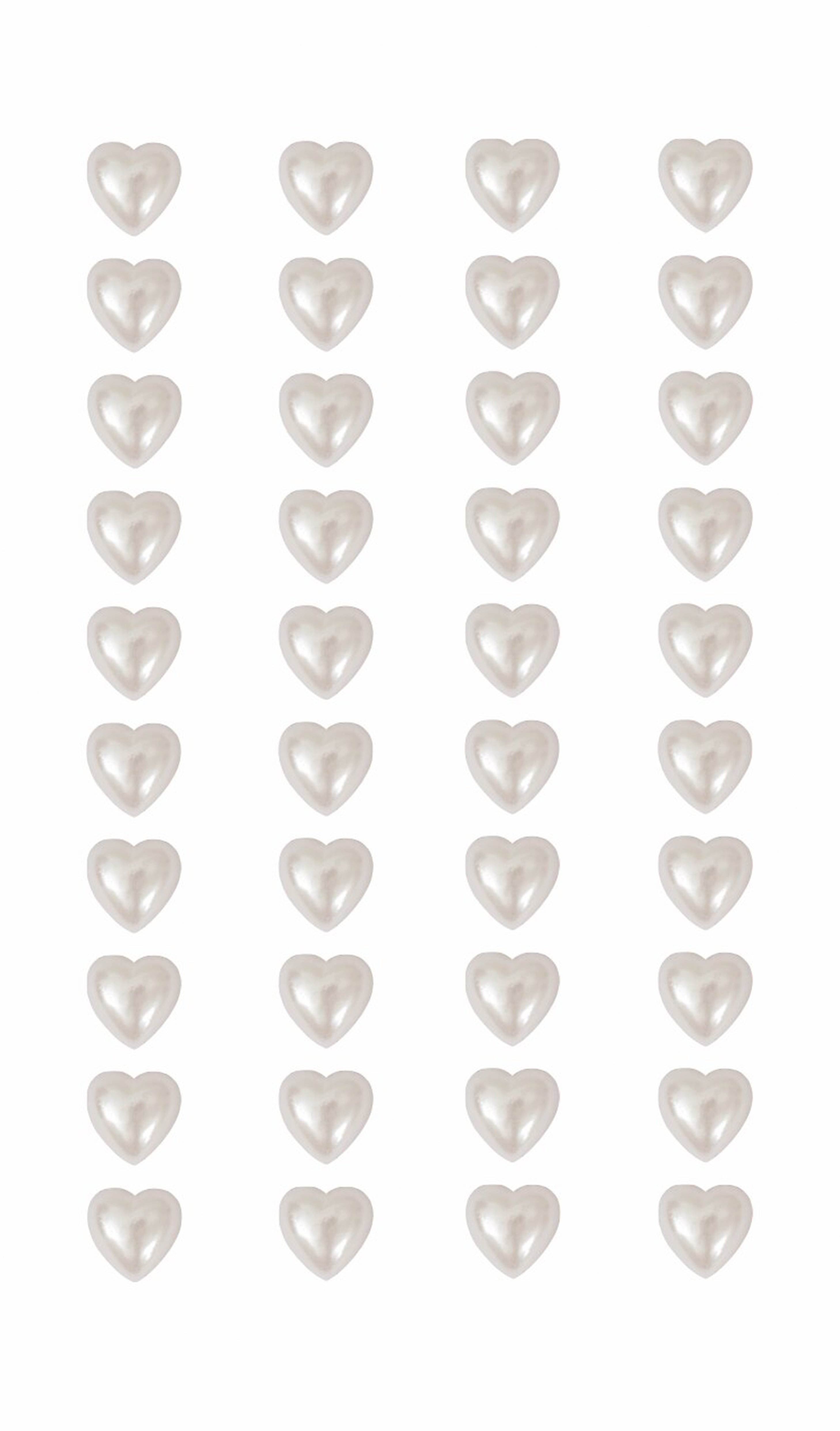Rico Design Perlen-Sticker – 7 × 15 cm, Herzen, Weiss, Ø 8 mm