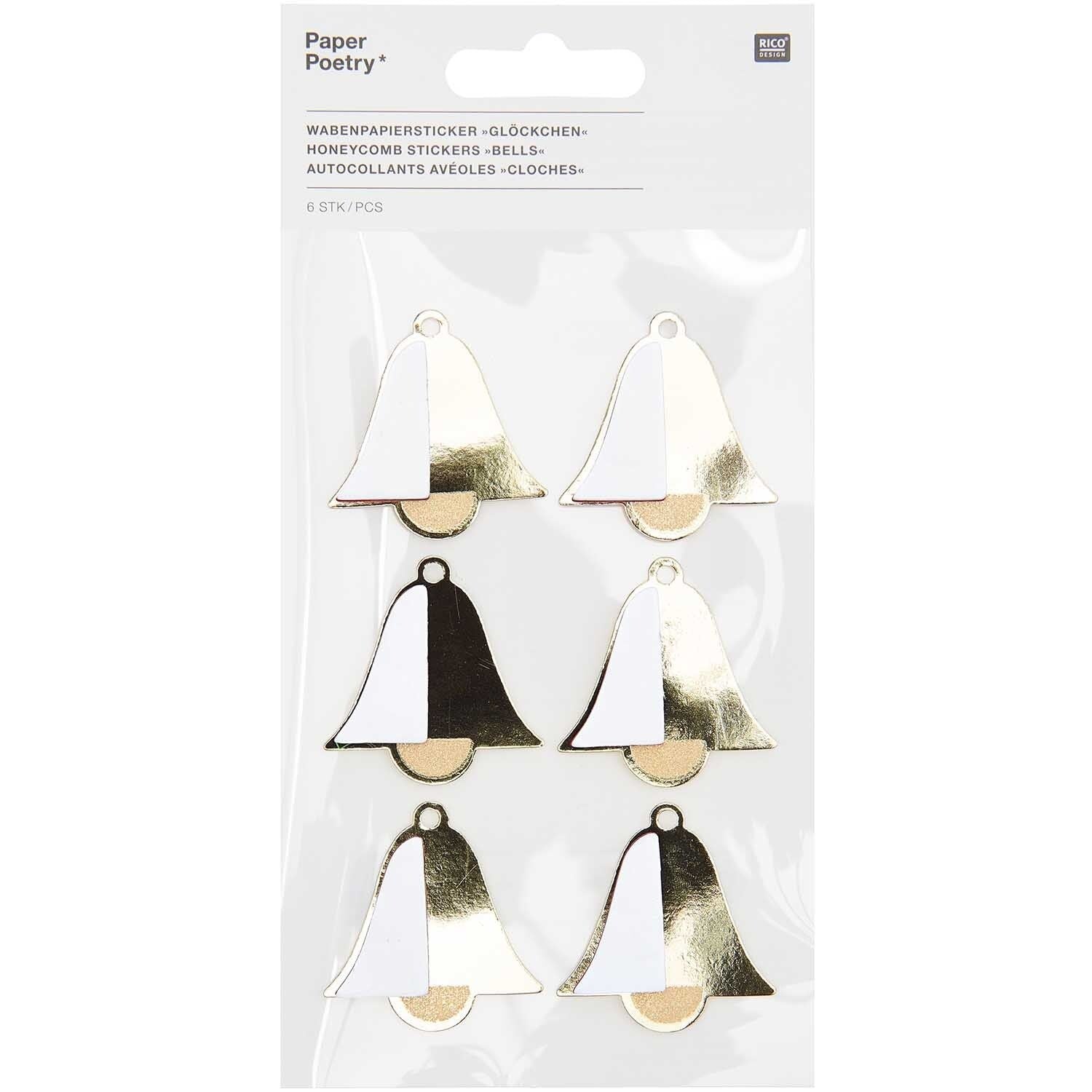 Rico design Sticker Wabenpapiersticker – 10 × 19 cm, I love Christmas, Glockenform