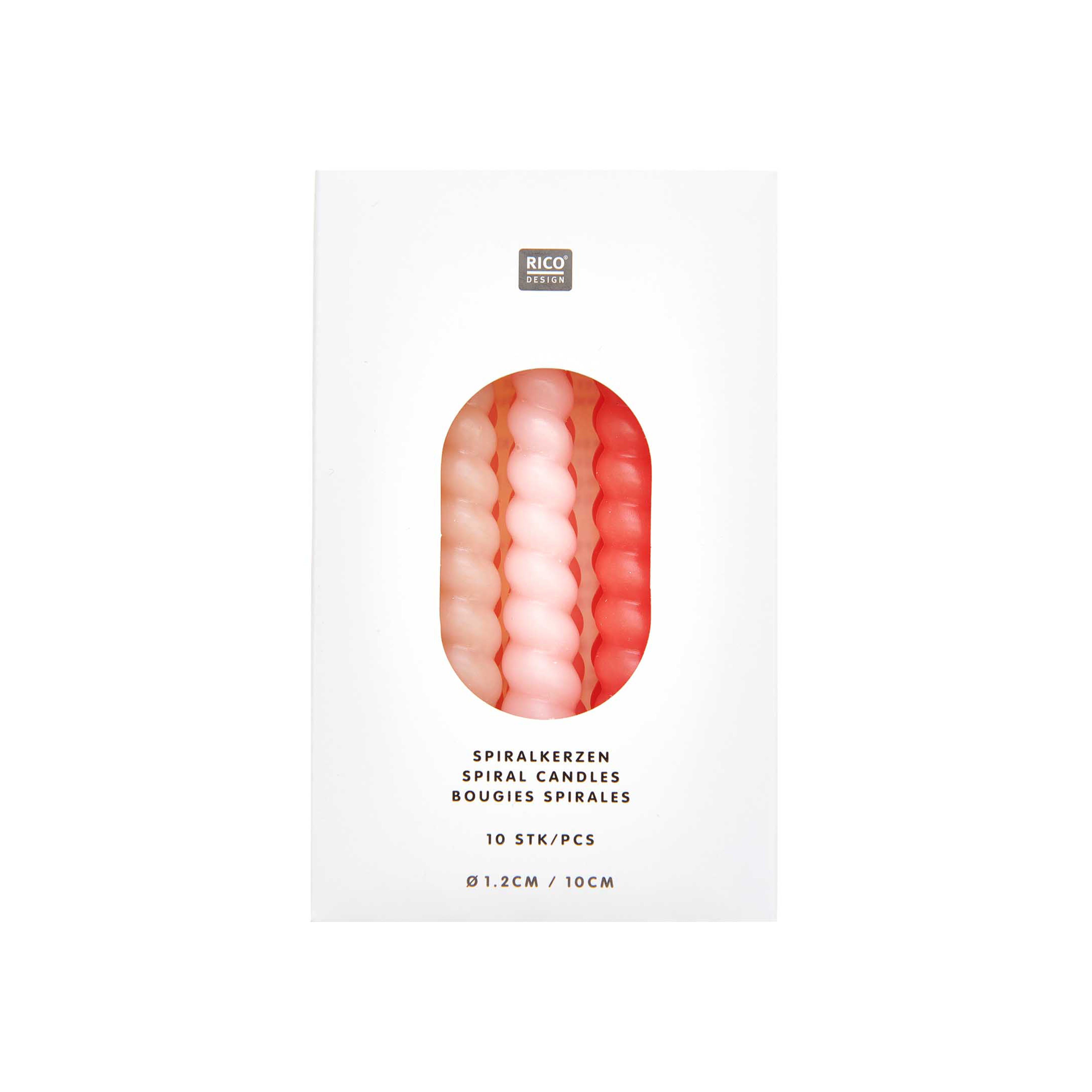 Rico Design Geburtstagskerzen Spiralkerzen Smokey – rosa-mix – Ø 1,2 cm × 10 cm – Paraffin – 10 Stk