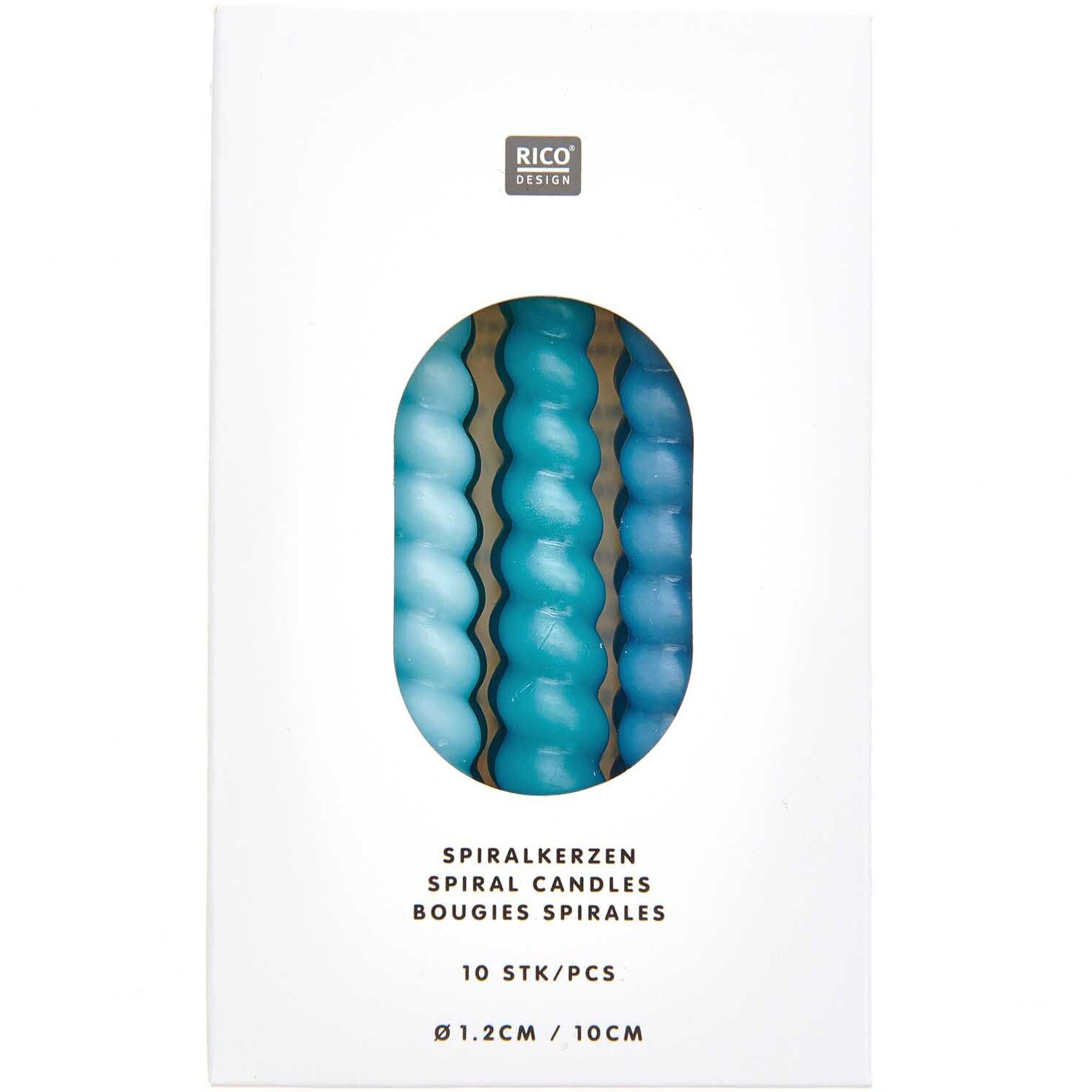 Rico Design Geburtstagskerzen Spiralkerzen Smokey Blau Mix – Ø 1,2 cm × 10 cm – Paraffin – 10 Stk