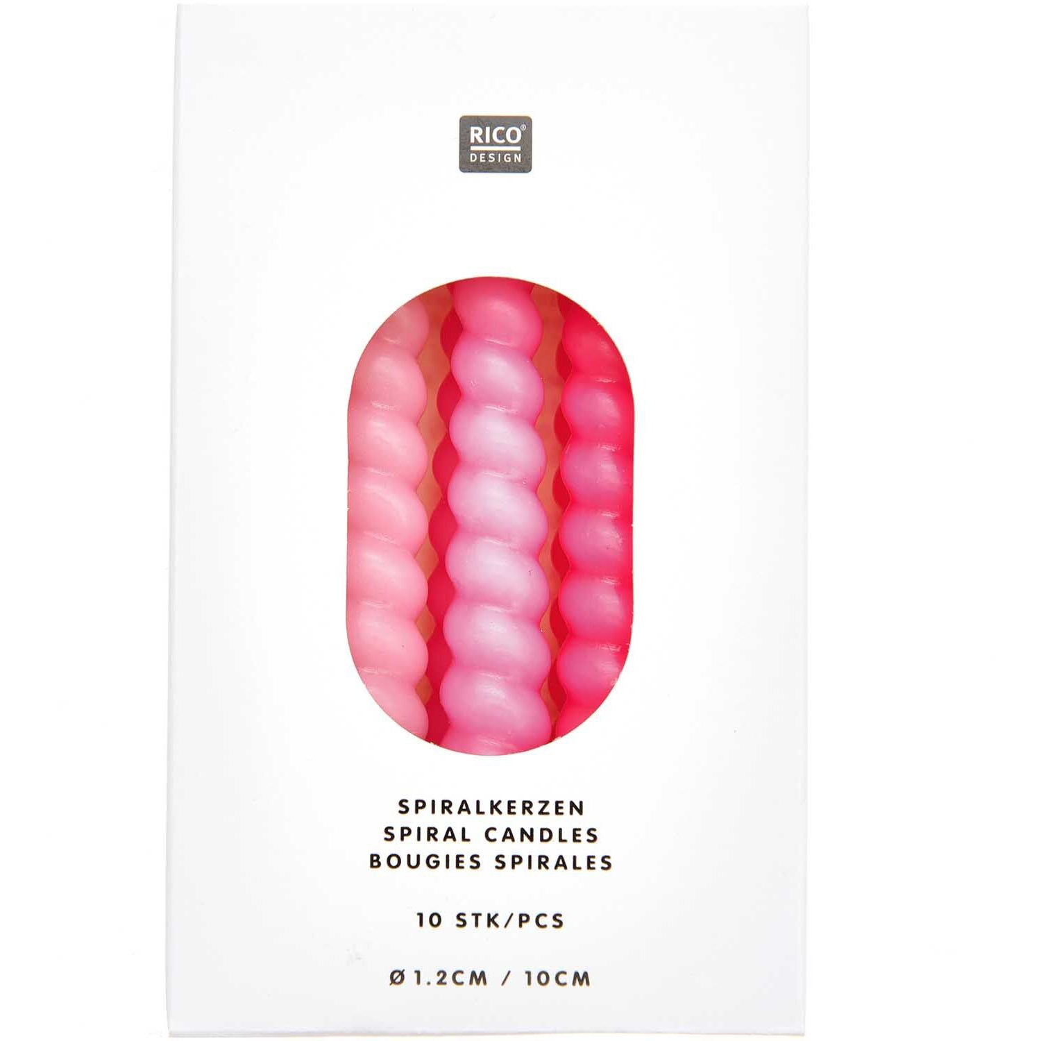 Rico design Geburtstagskerzen Spiralkerzen – Pink-Mix – Ø 1,2 cm × 10 cm – Paraffin – 10 Stk