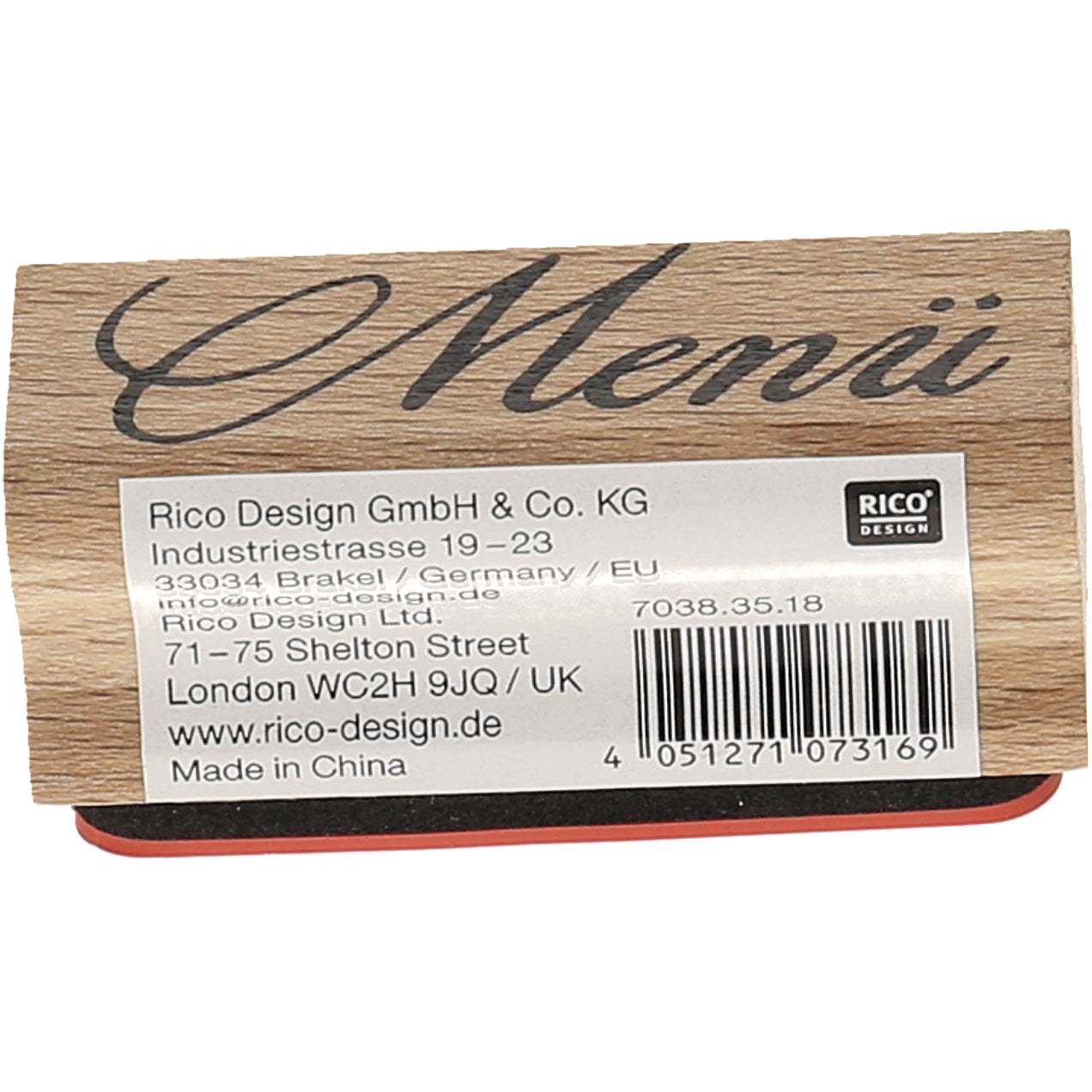 Rico design Stempel – Stempel Menü – Holz – 25 × 50 × 25 mm