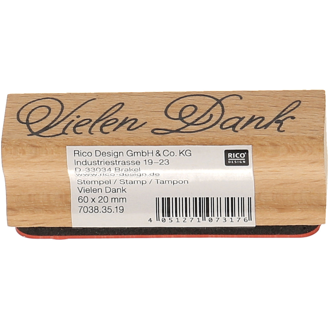 Rico design Motivstempel – Vielen Dank – Holz – 60 × 20 mm