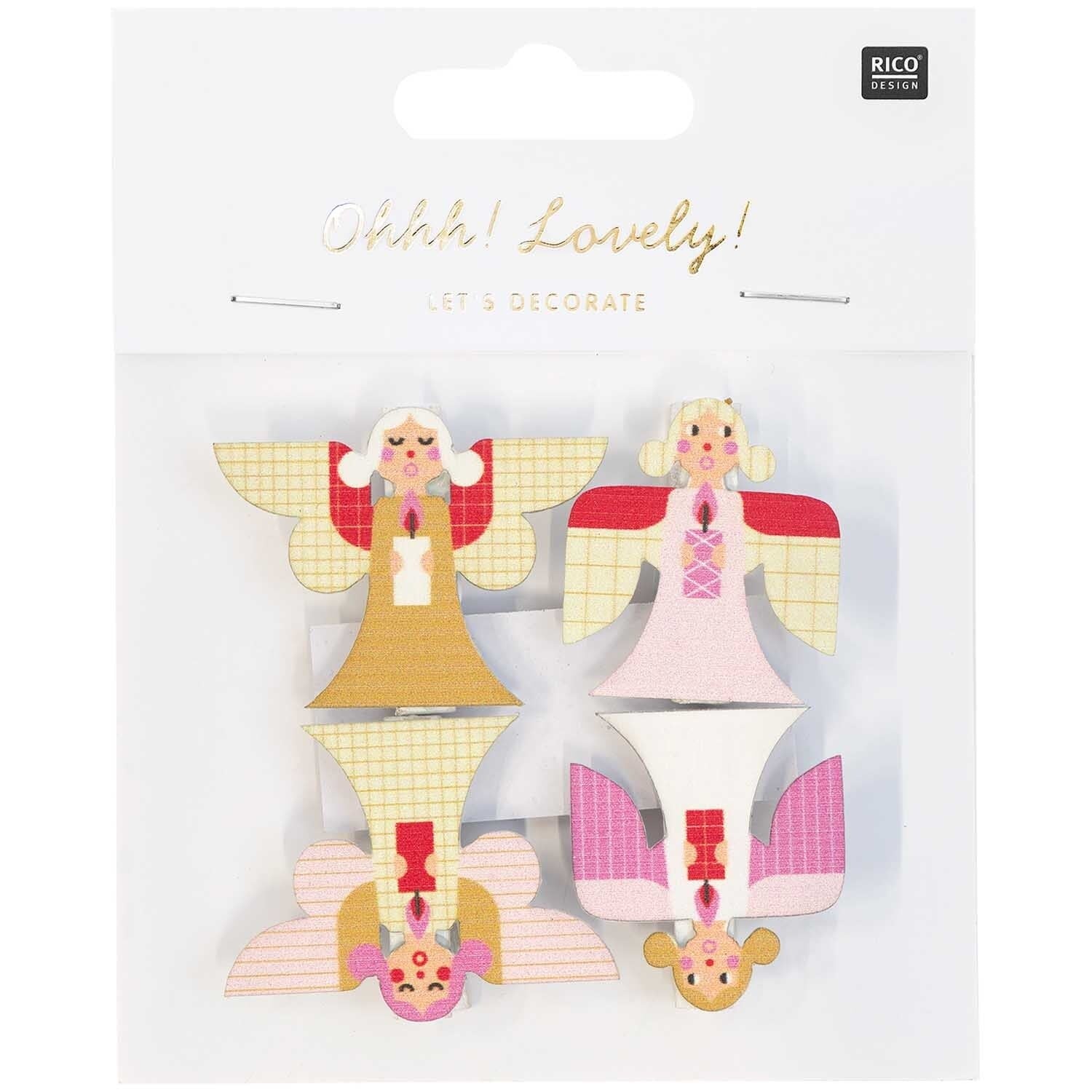 Rico Design – Deko-Clips Engel, Rosagold, 3,5 cm, Set à 4