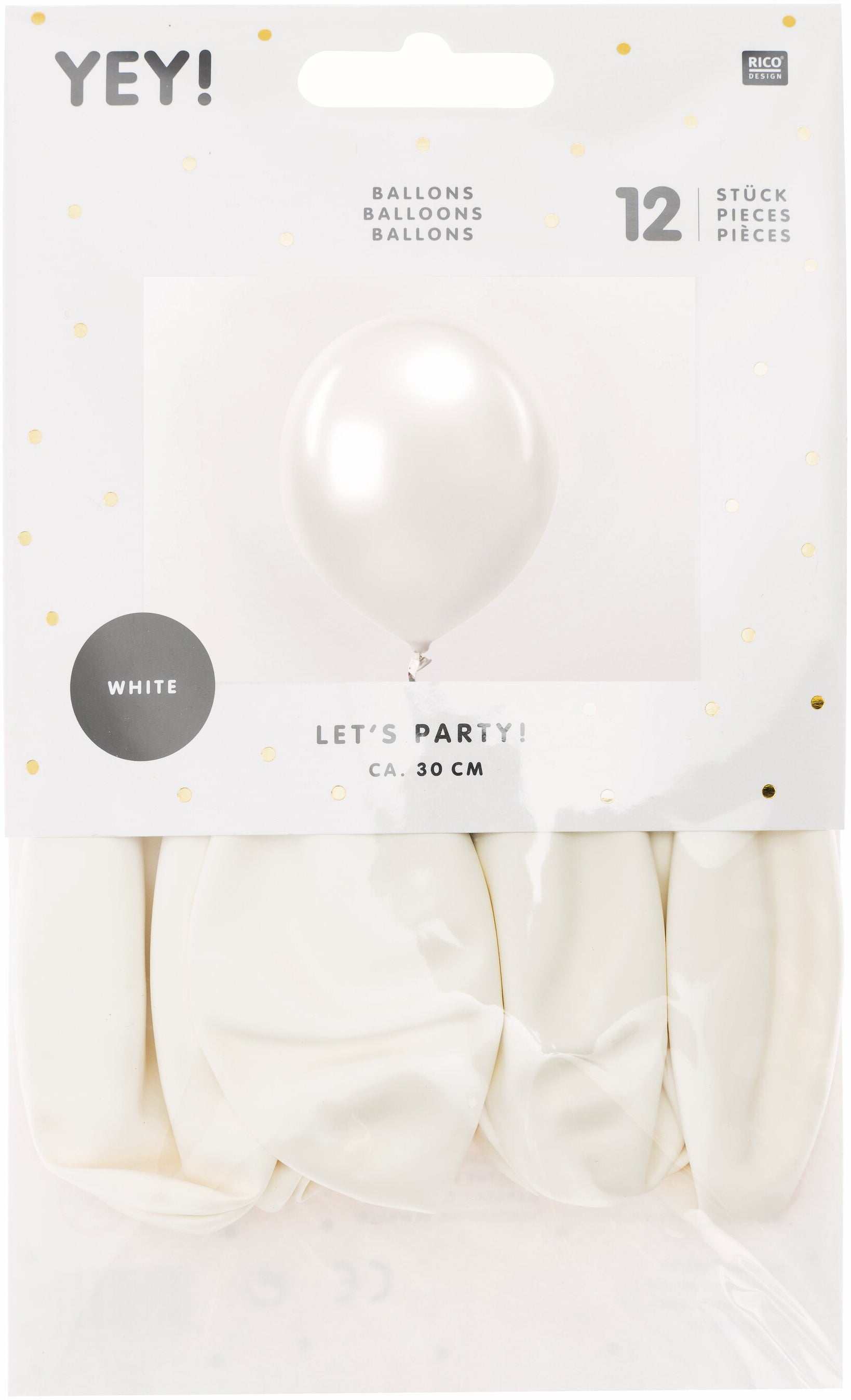 Rico design Luftballons – Weiss – Ø 30 cm – Latex – 12 Stk