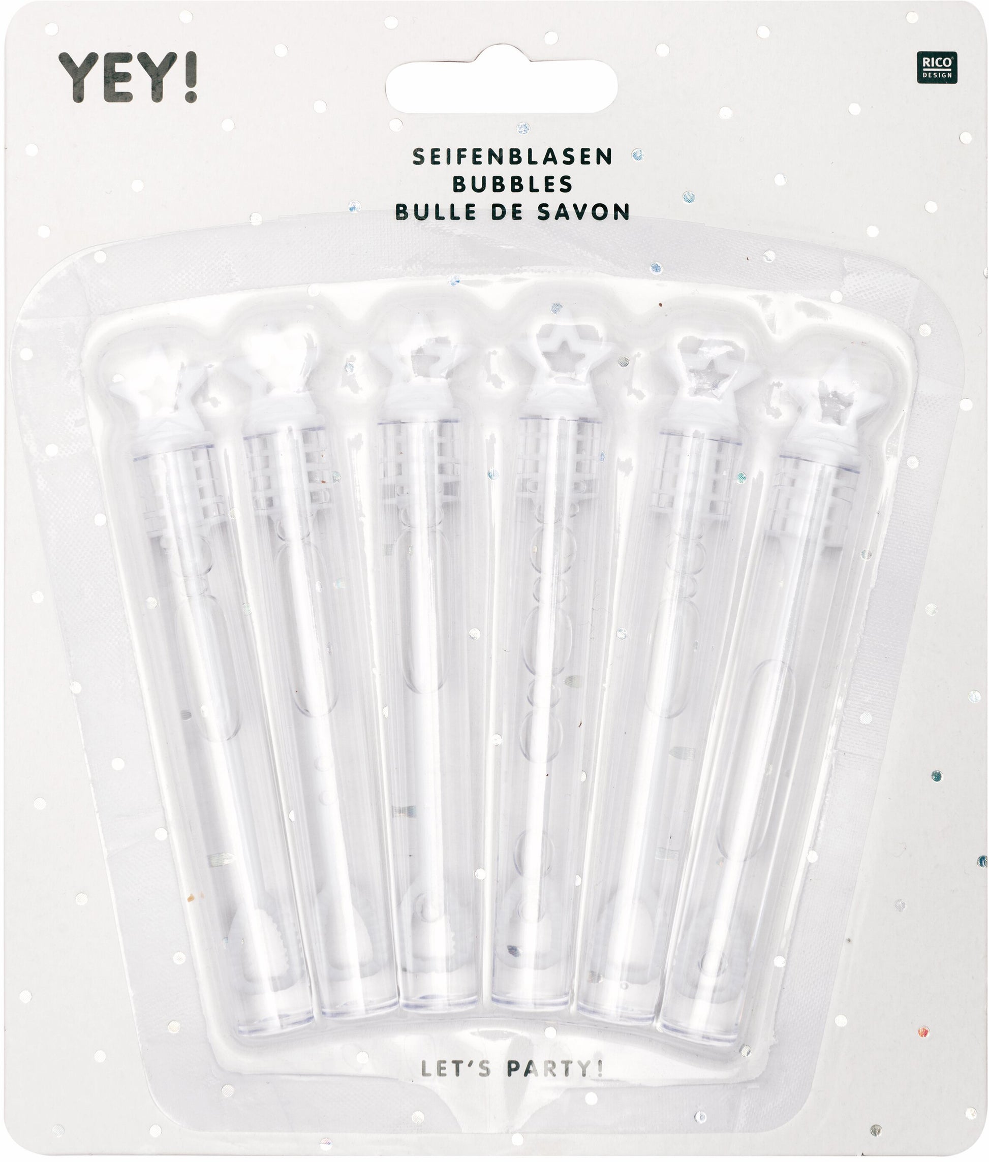 Rico Design Seifenblasen Set Sternmotiv – transparent – 15 × 17,5 × 1 cm – 6 Stk