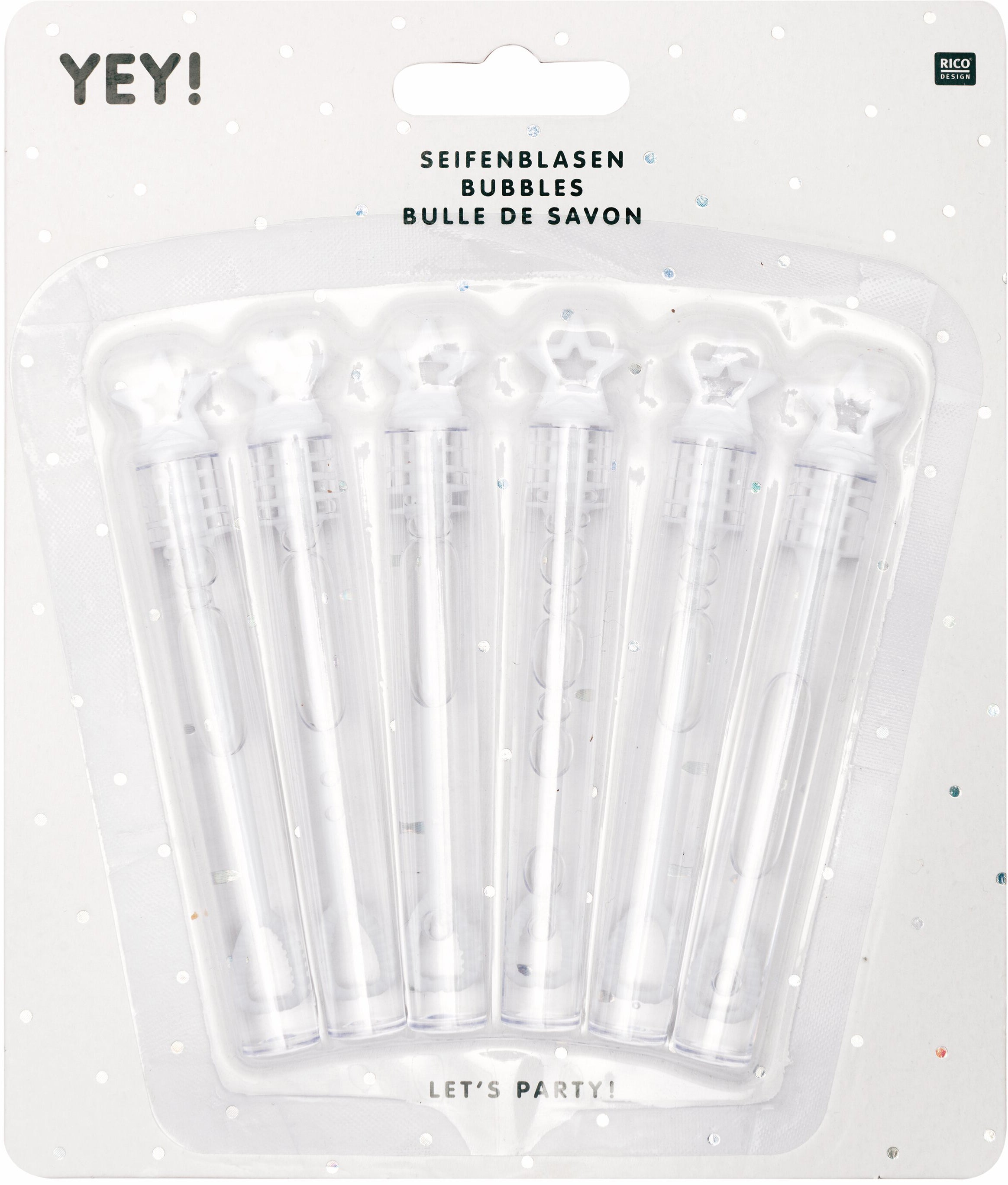 Rico Design Seifenblasen Set Sternmotiv – transparent – 15 × 17,5 × 1 cm – 6 Stk