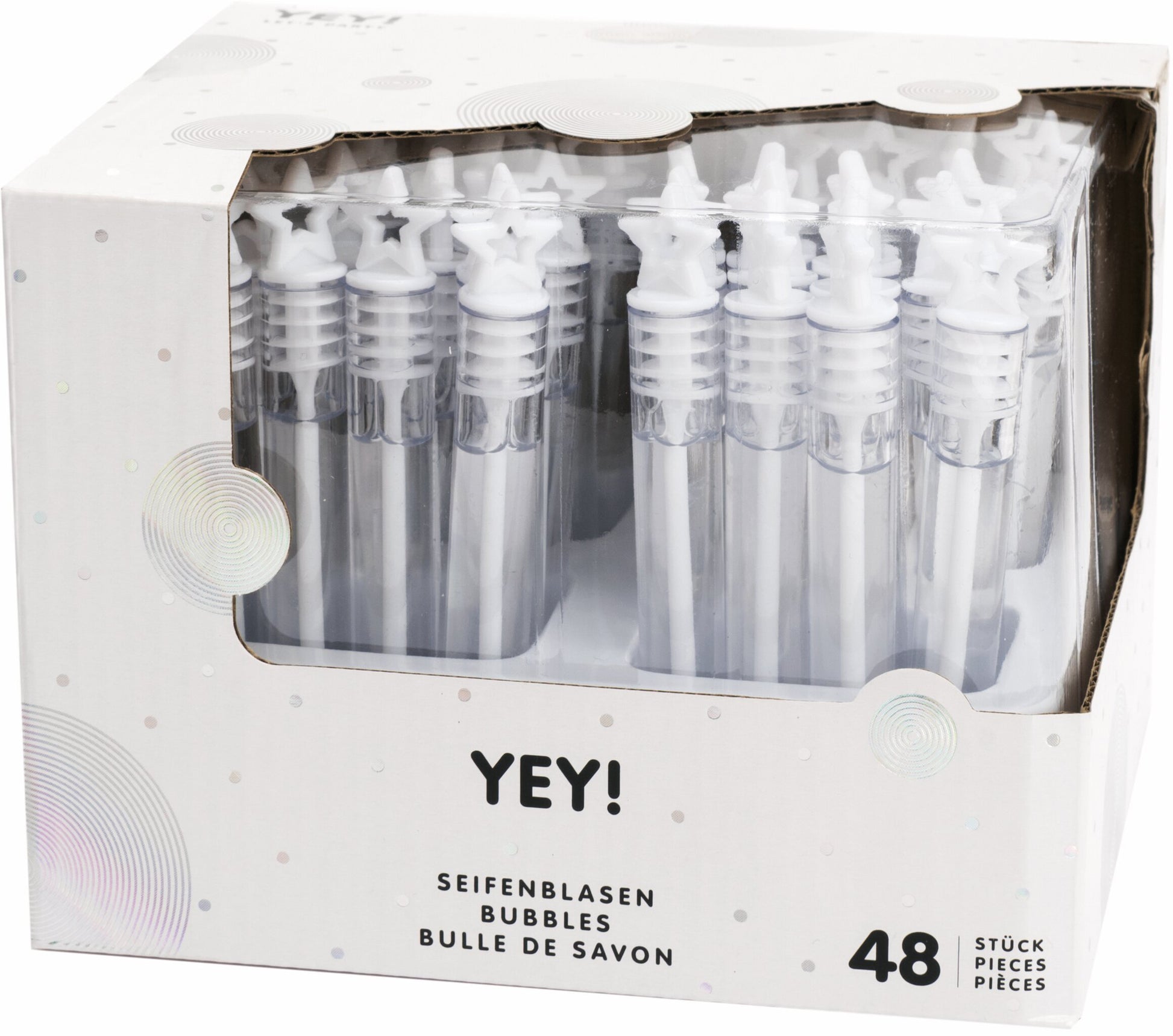 Rico design Seifenblasen Sternmotiv – Transparent – 15 × 17,5 × 1 cm – 48 Stk