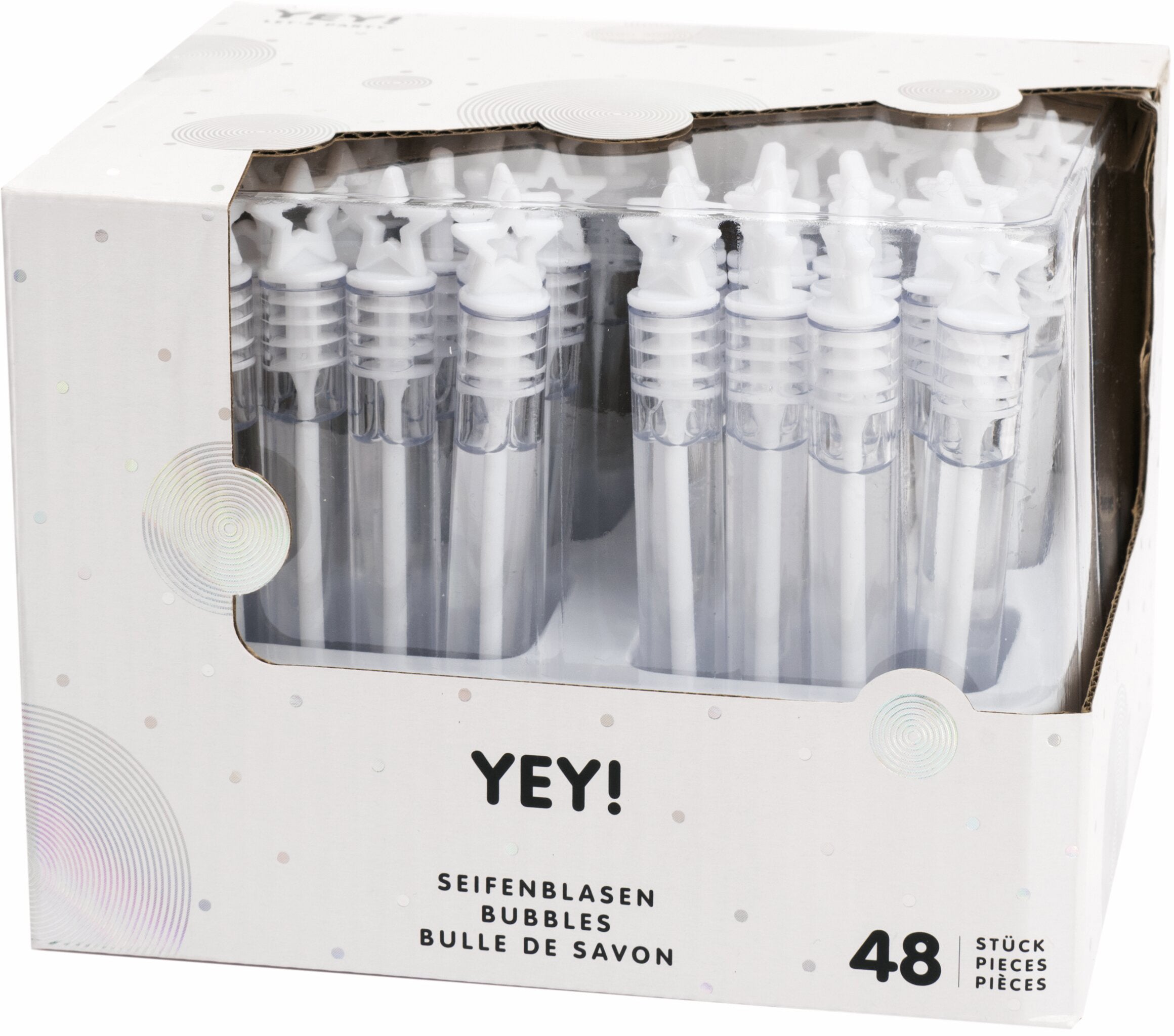 Rico design Seifenblasen Sternmotiv – Transparent – 15 × 17,5 × 1 cm – 48 Stk