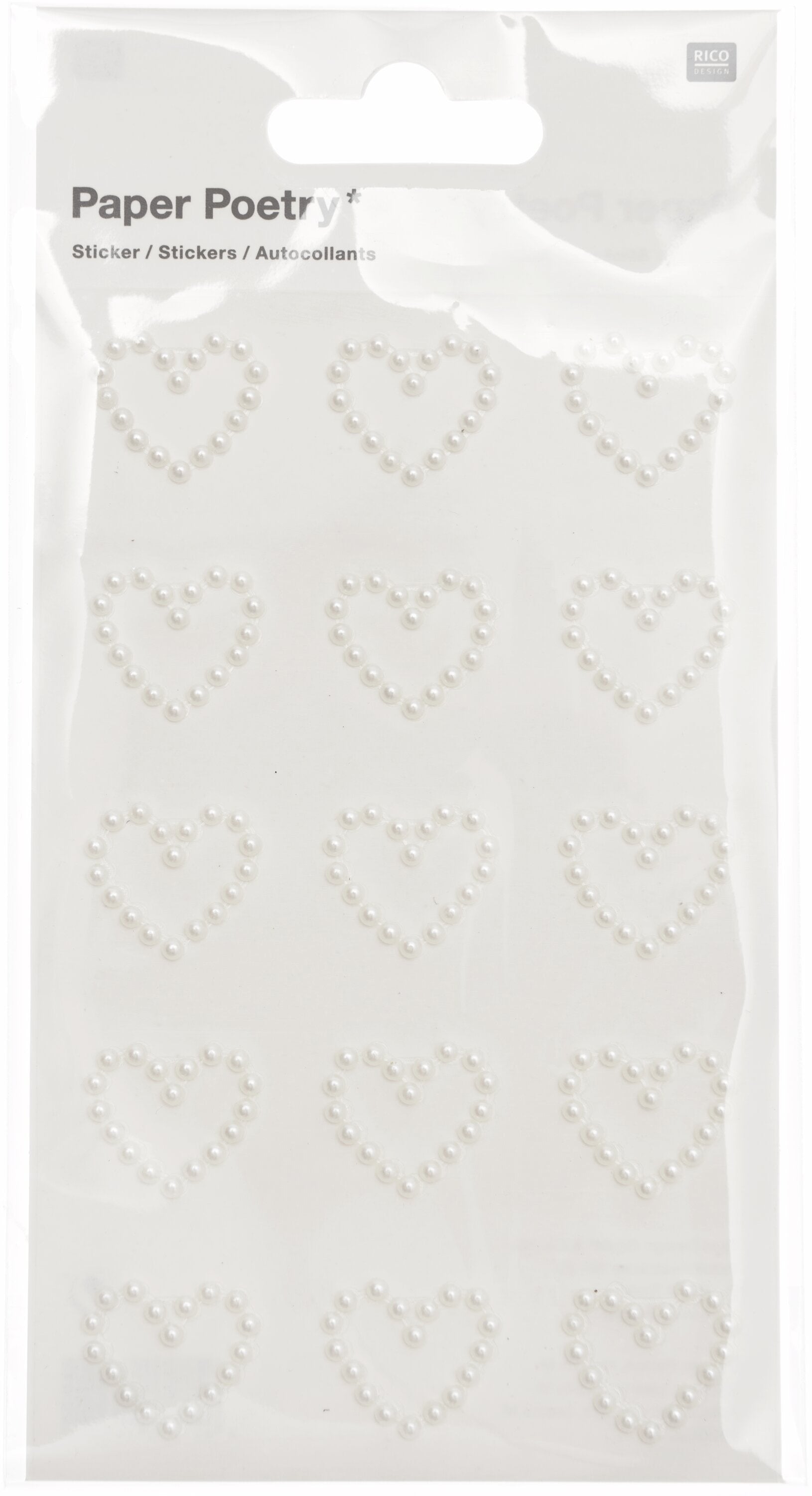 Rico design Perlensticker, Herzen, Weiss, 15 Stk, 95 × 190 mm