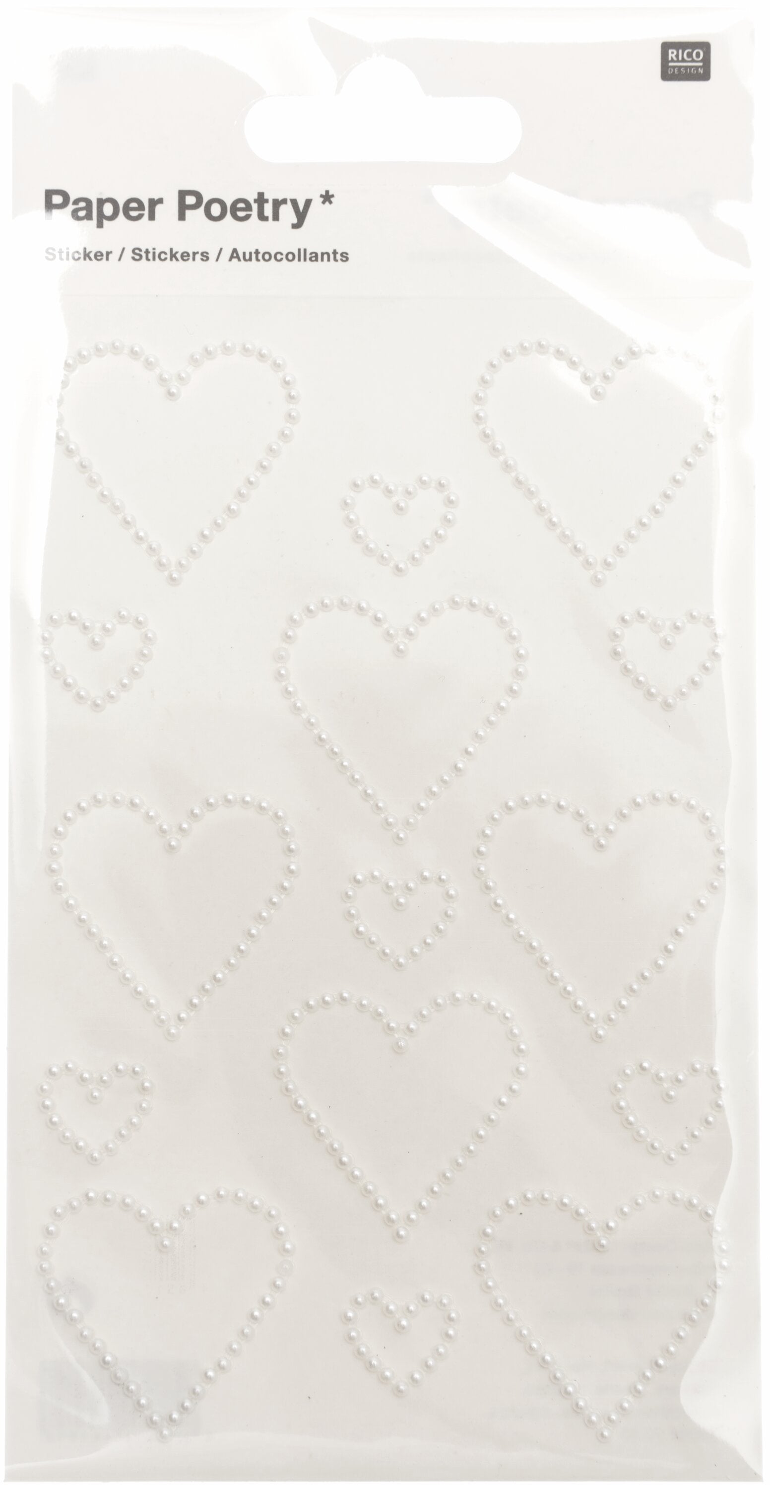 Rico design Perlensticker, Herzen, Weiss, 15 Stk, 10 × 19 cm