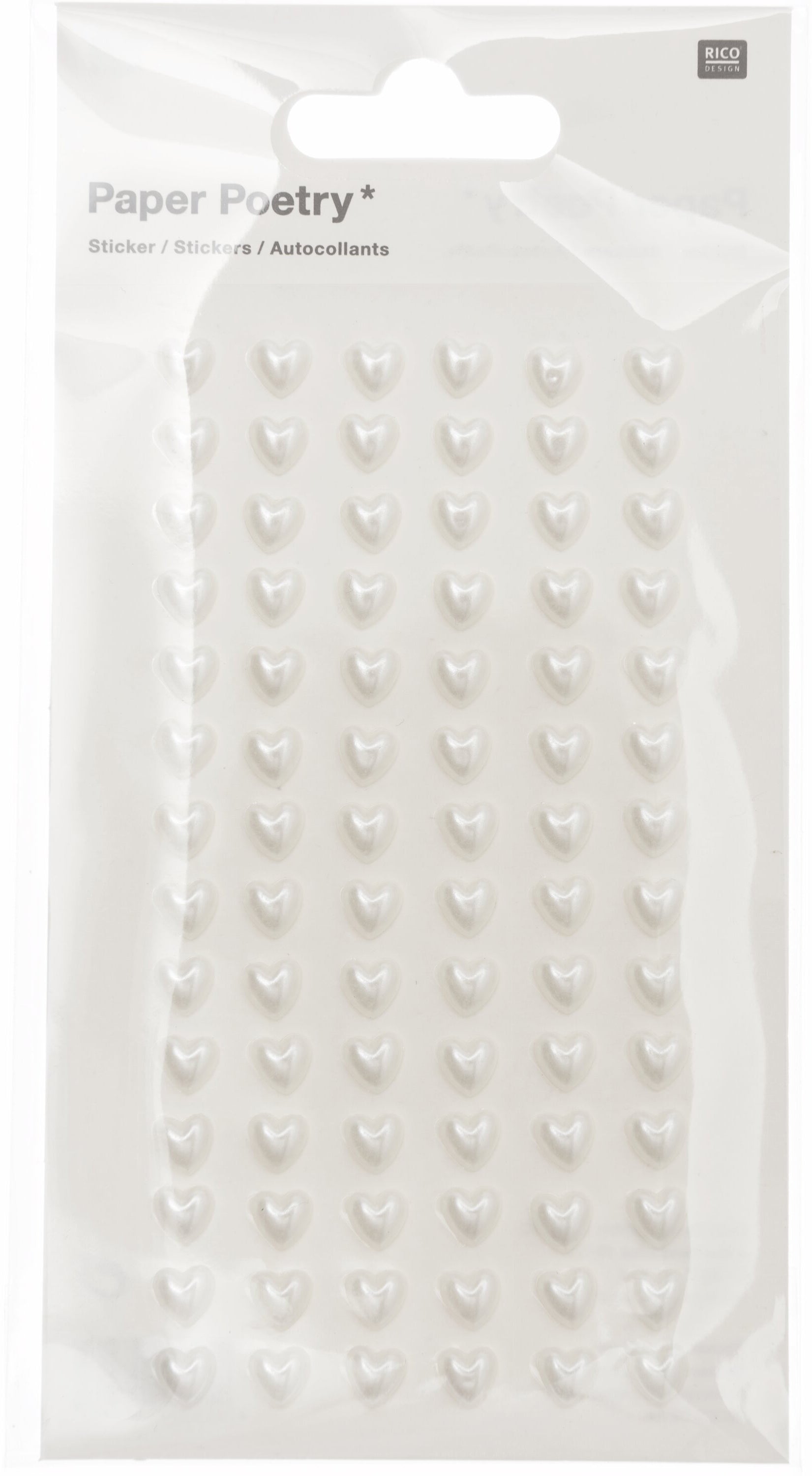 Rico Design – Perlensticker, Herzen, Weiss, 84 Stk, 1 Bogen, 95 × 190 mm