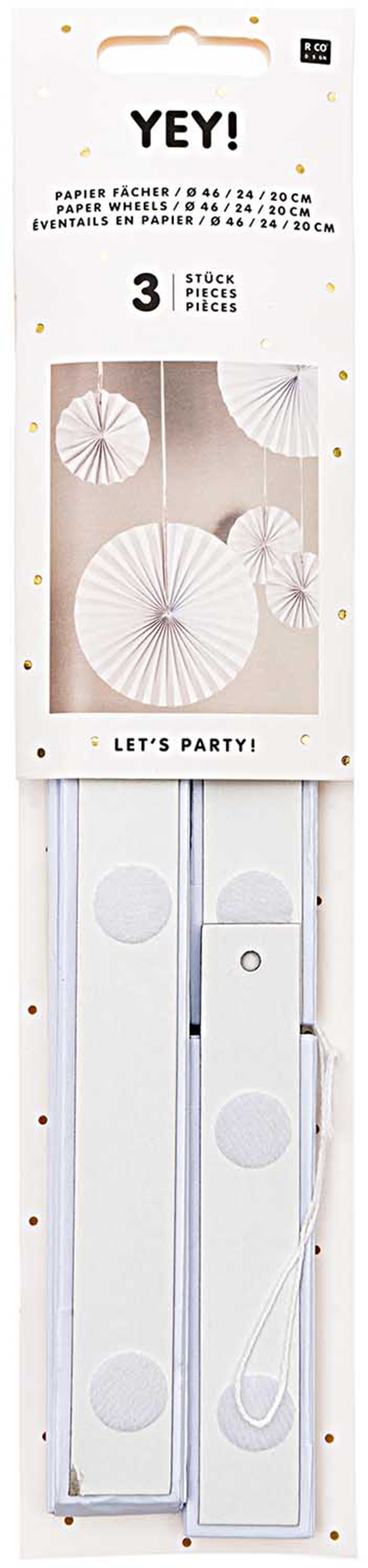 Rico design Papierfächer – Weiss – Ø 20, 24, 46 cm – Papier – 3 Stk