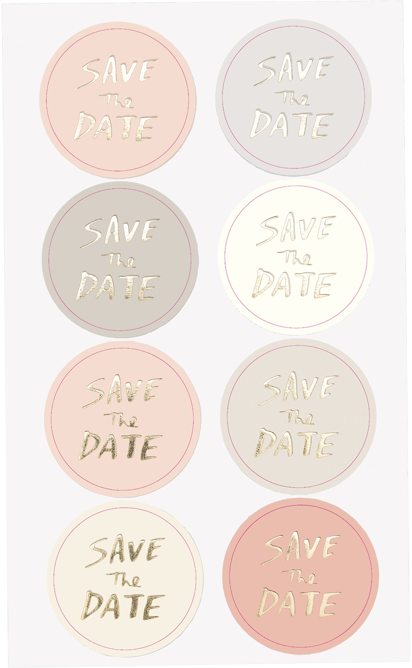 Rico design Sticker Save the Date – Ø 3 cm, Puder, Weiss, Gold – glänzend, Hot Foil