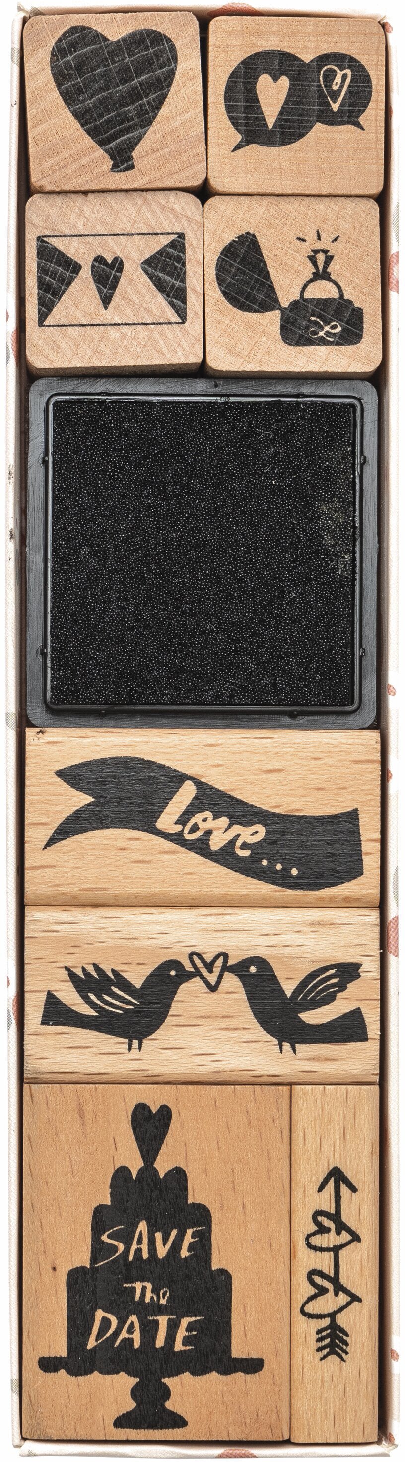 Rico design Stempel-Set – Save the Date – inkl. schwarzem Stempelkissen – 165 × 45 × 30 mm