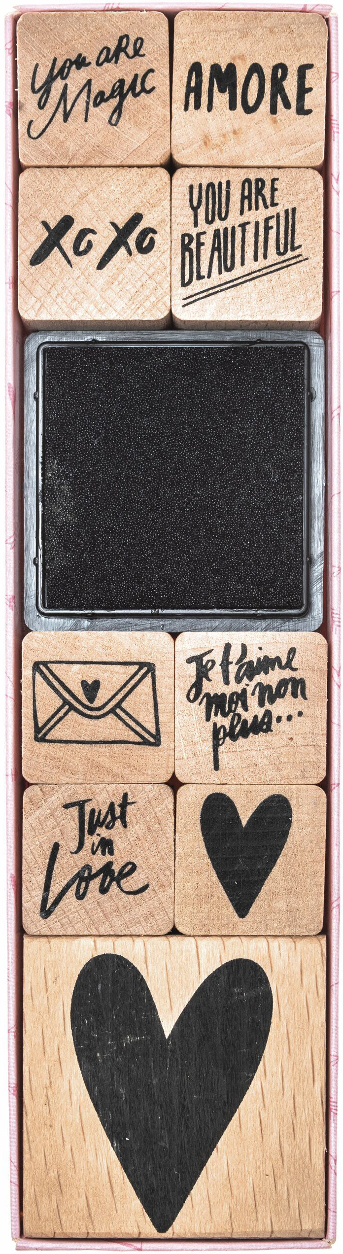 Rico design Stempel-Set – Liebe – 9 Stempel, 1 Schwarzes Stempelkissen