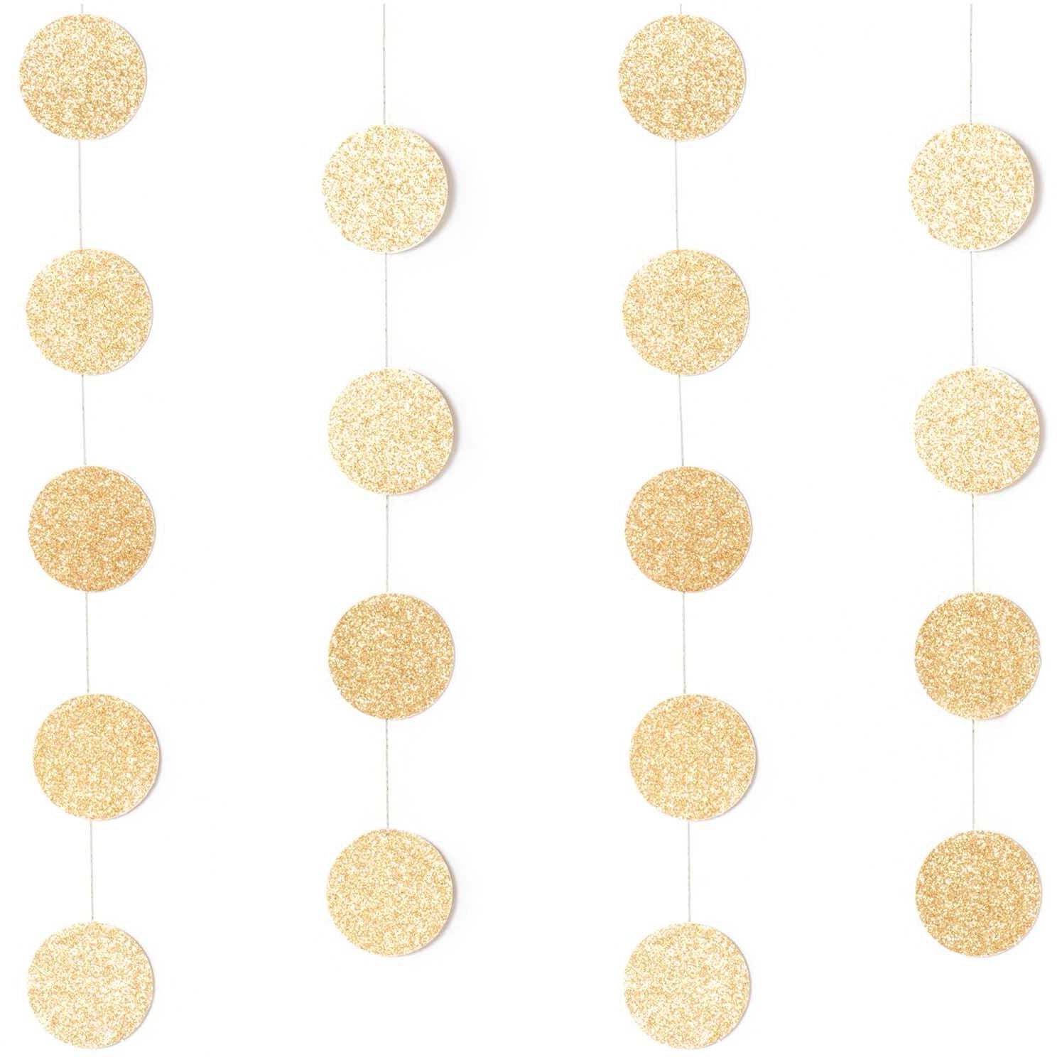 Rico design Girlande Glitterkreise – Gold glitzer – Länge 2 m, Ø 3,8 cm – genäht