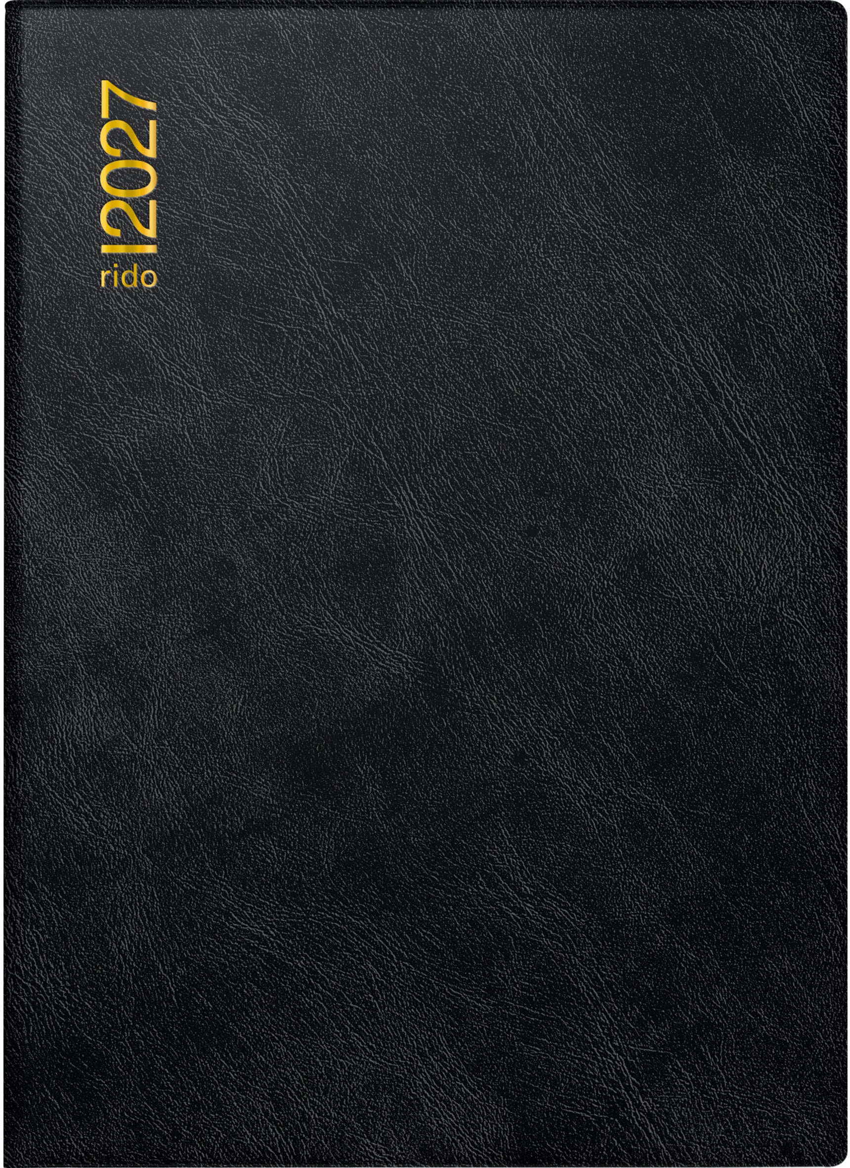 Ridoide Technik III – Tagesagenda 2027, 1 Tag/1 Seite, 10,6 × 14,3 cm, PVC, Schwarz