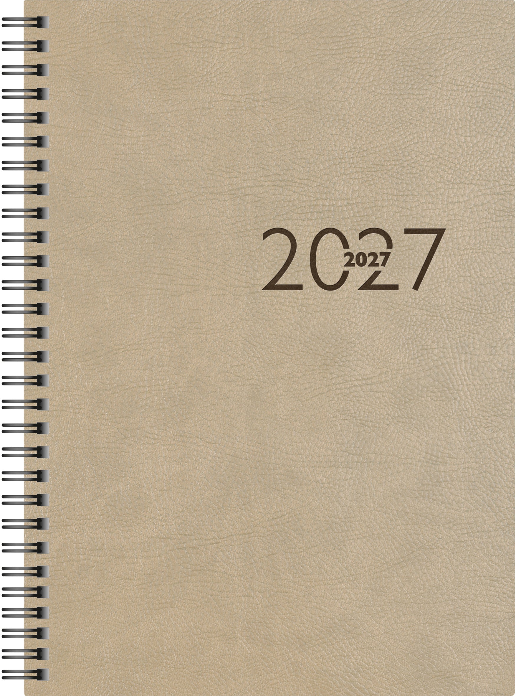 Ridoide Studioplan International – Wochenagenda 2027, 1 Woche/2 Seiten, 18,7 × 24,6 cm, Spiralbindung, Grau