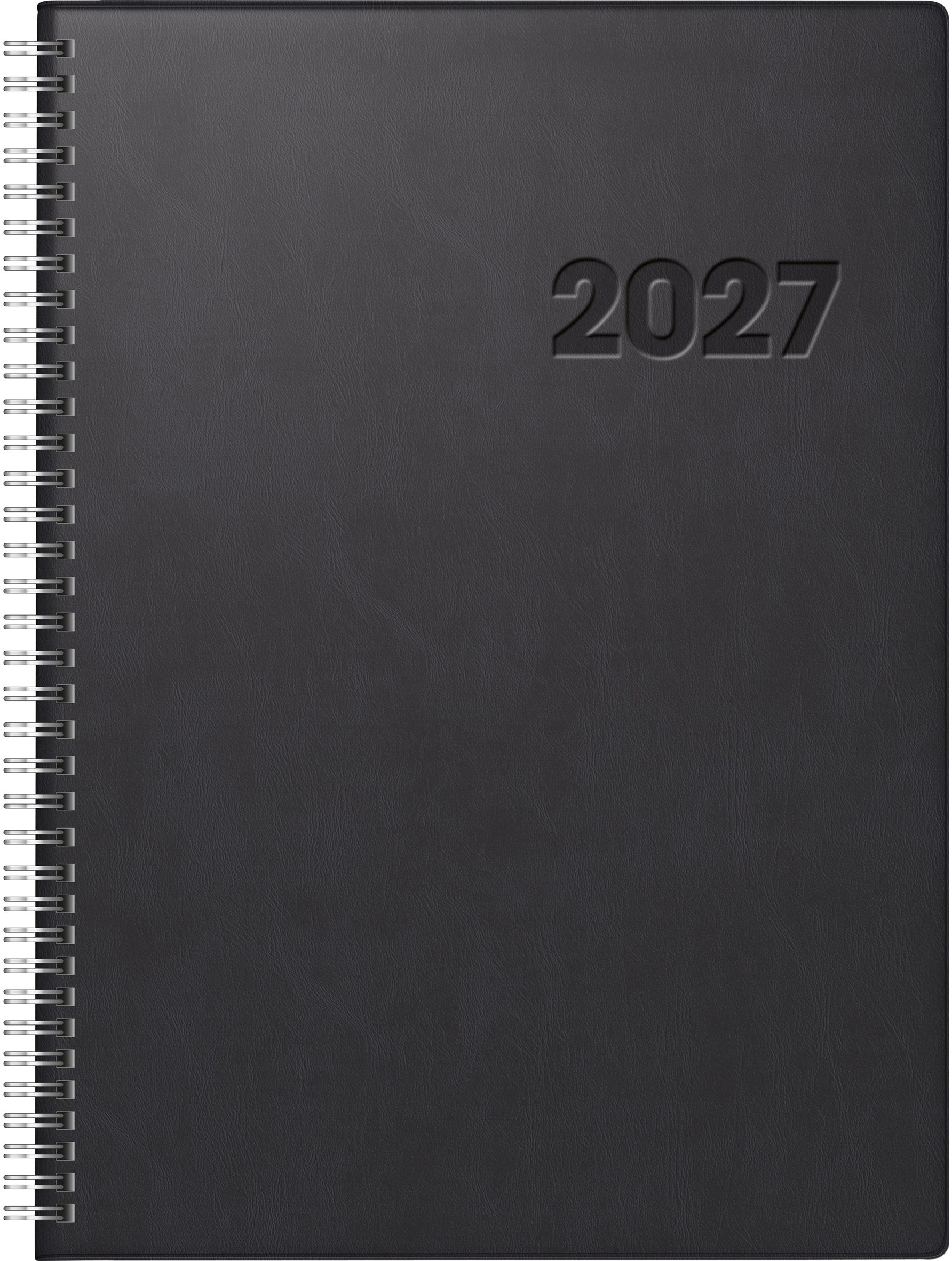Ridoide Conform – Tagesagenda 2027, 1 Tag/1 Seite, 22,8 × 30,0 cm, Spiralbindung, Schwarz
