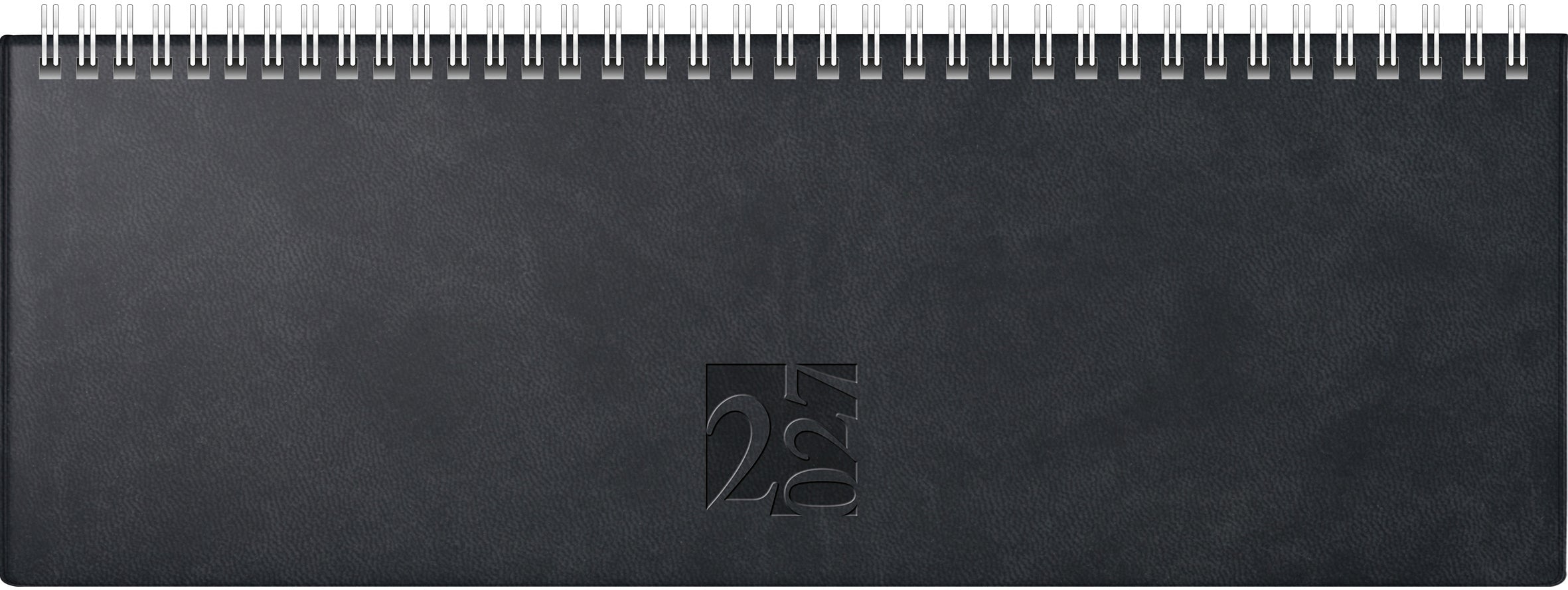 Ridoide AC-Terminer – Tischkalender 2027, 1 Woche/2 Seiten, 12,0 × 31,0 cm, schwarz