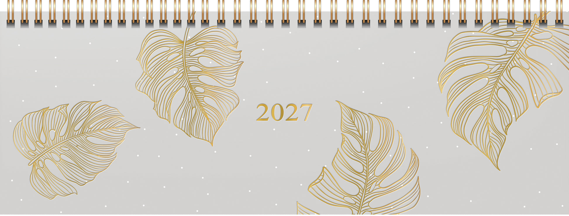 Ridoide Design Line – Tischkalender 2027, 1 Woche/2 Seiten, 11 × 30 cm, Monstera
