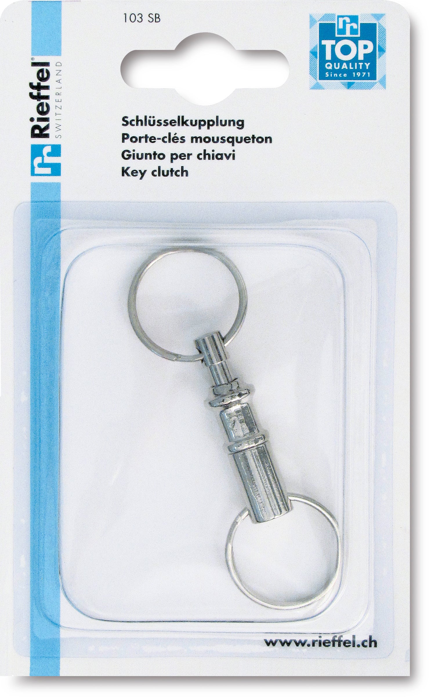 Rieffel Schlüsselring A10063 – Schlüssel-Kupplung, Nickel-Stahl, Silber
