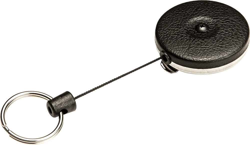 Rieffel Schlüsselanhänger A15257 – Herausziehbares Seil, automatischer Rückzug, Kevlar, Schwarz