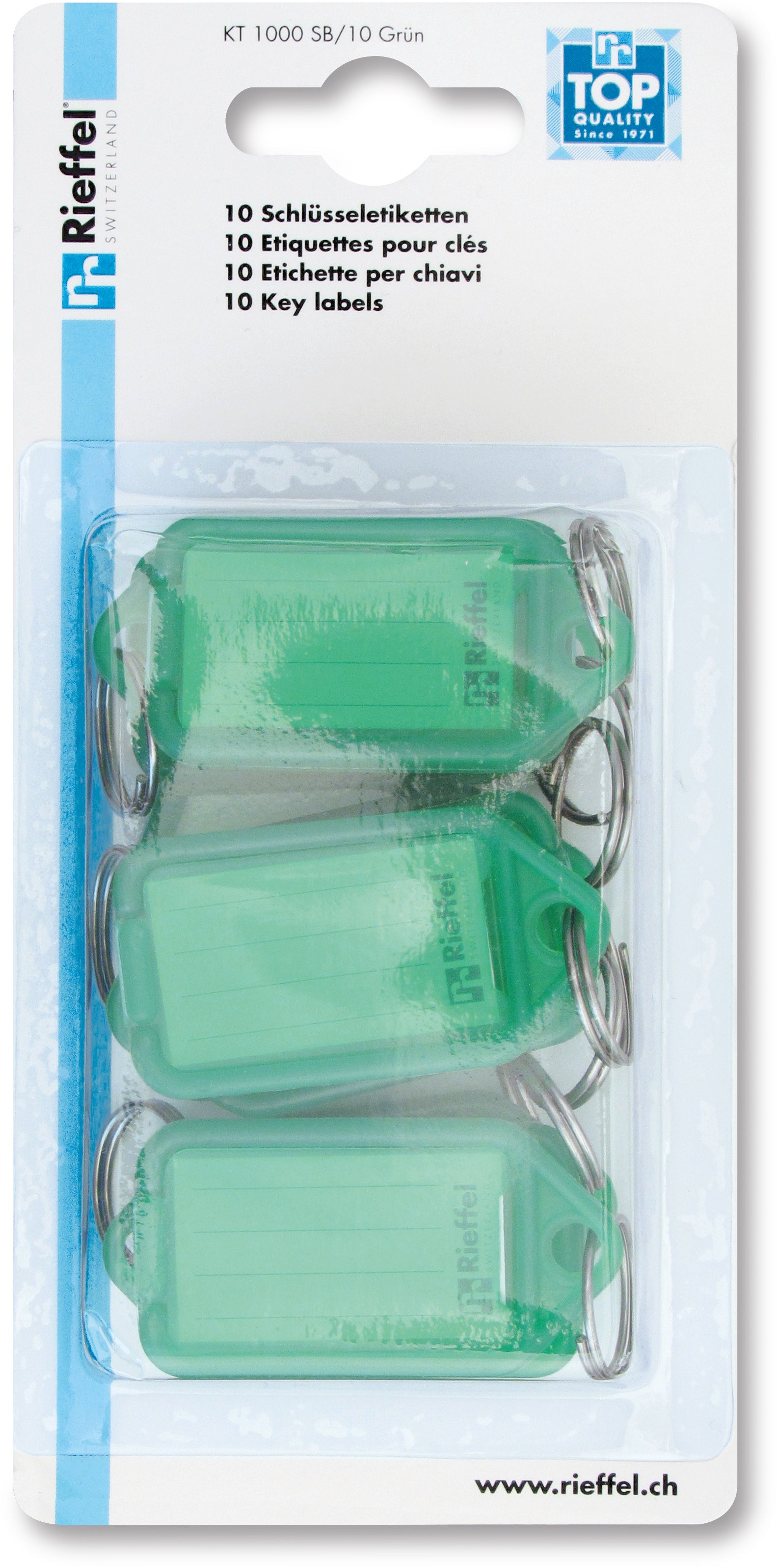 Rieffel switzerland Rieffel Schlüsselschild – beidseitig beschriftbar, Grün, 38 × 22 mm