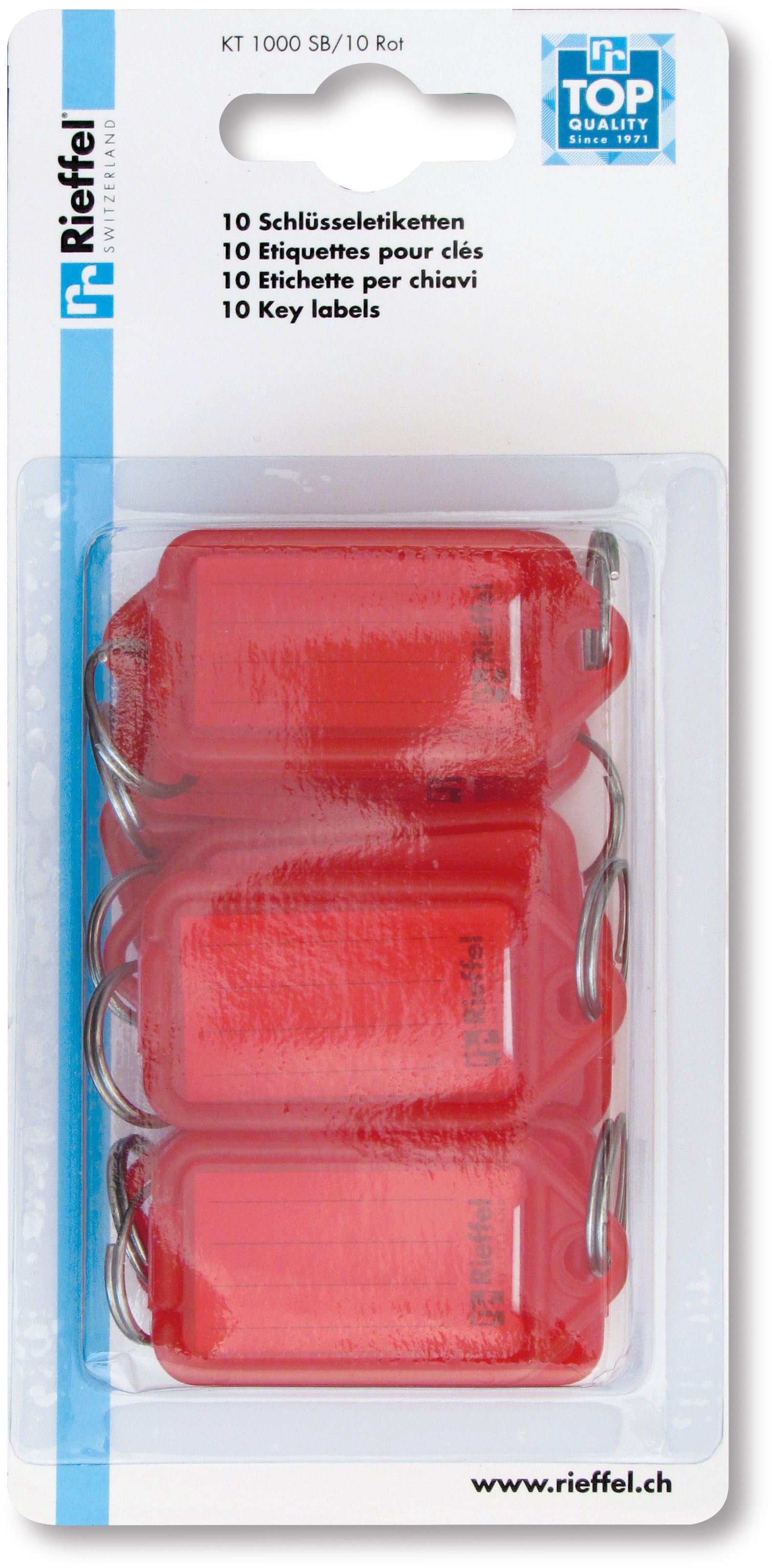 Rieffel switzerland Rieffel Schlüsselschild Keytag – beidseitig beschriftbar, Rot, 38 × 22 mm