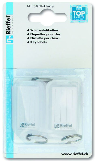Rieffel switzerland Rieffel Schlüsselschild A15836 – beidseitig beschriftbar, transparent, Beschriftungsfeld 38 × 22 mm