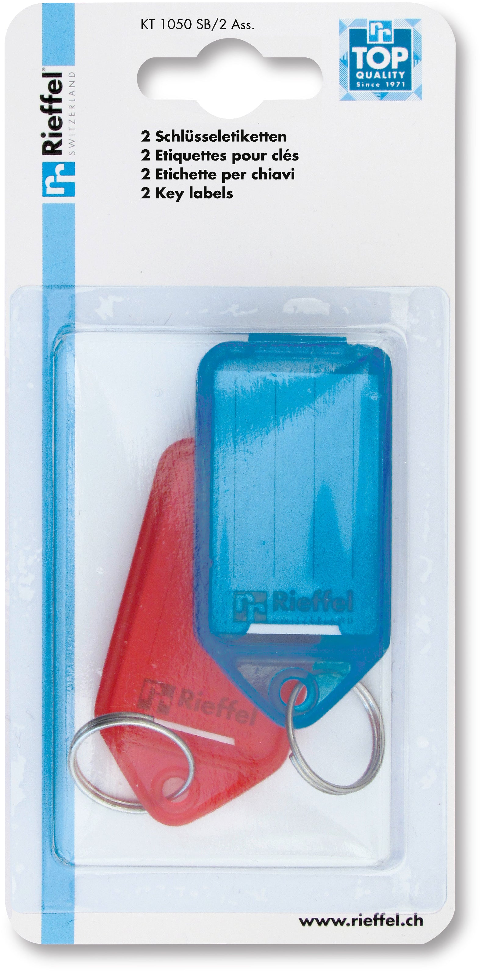 Rieffel switzerland Rieffel Schlüsselschild A15847 – beidseitig beschriftbar, grosses Beschriftungsfeld, ohne Leiste, 53 × 31 mm