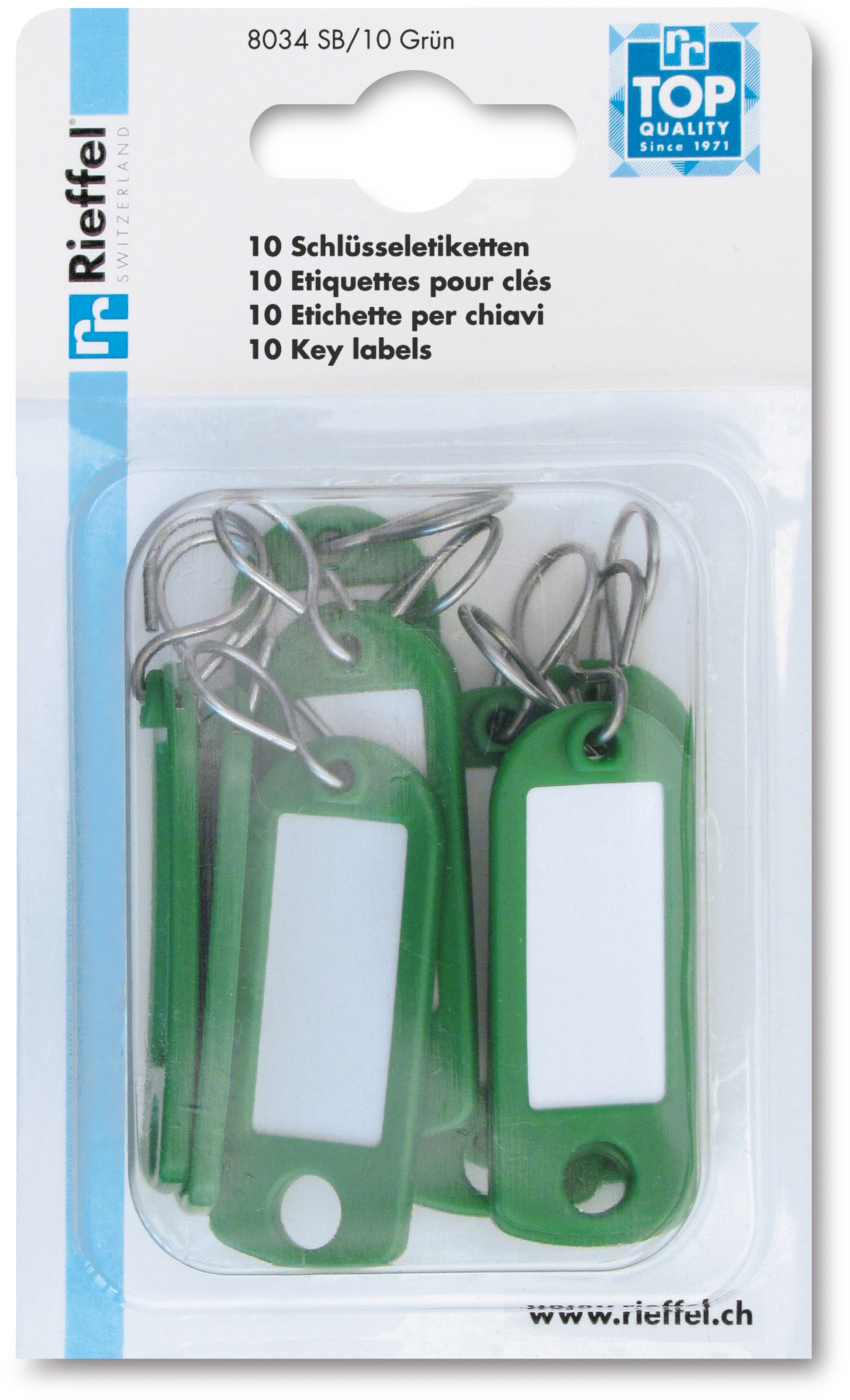 Rieffel switzerland Rieffel Schlüsselschild A20969 – beschriftbar, mit S-Haken, Kunststoff, grün, 140 × 85 × 25 mm