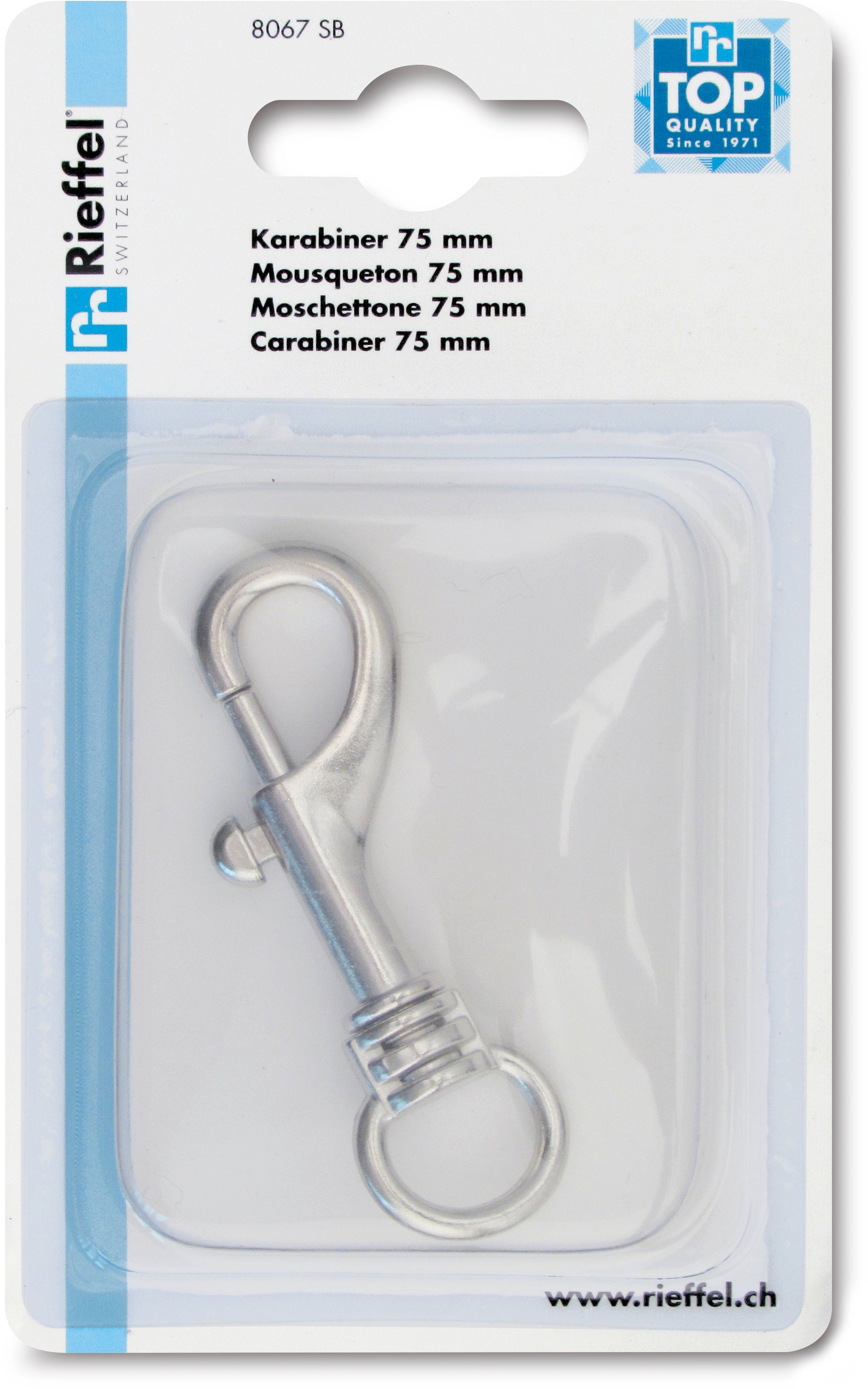 Rieffel switzerland Rieffel Schlüsselanhänger Karabiner – Stahl, vernickelt, 141 × 85 × 22 mm