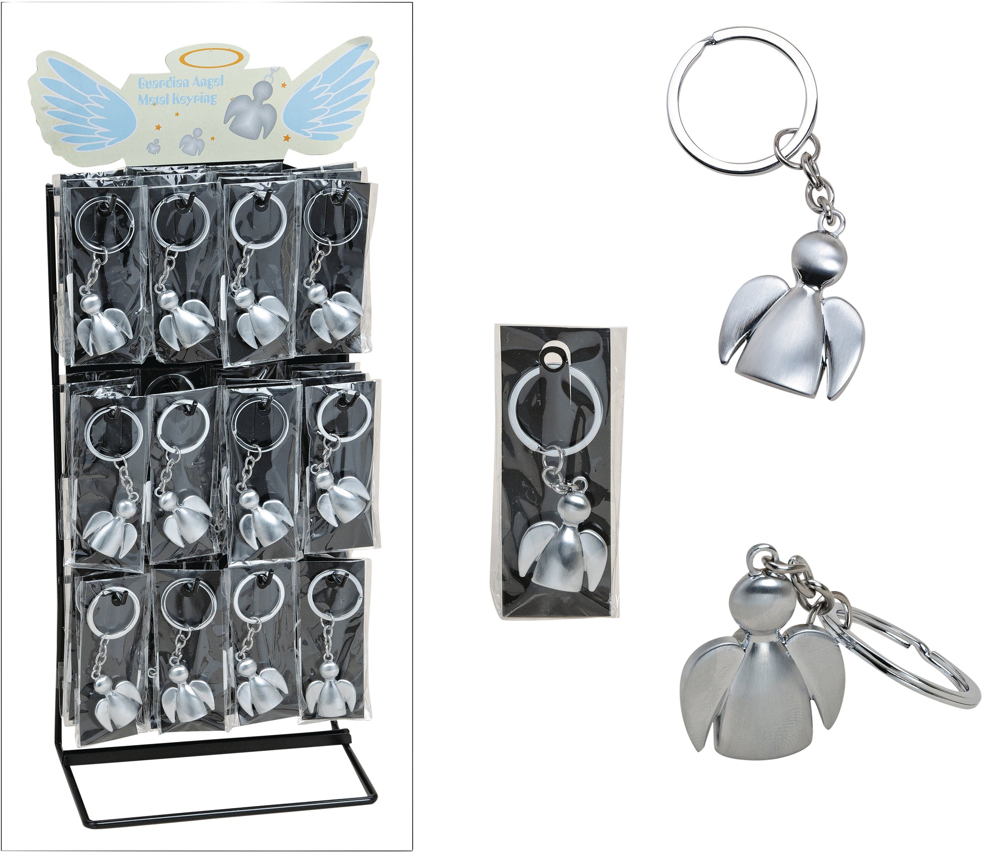 ROOST Schlüsselanhänger Engel – 6 Sujets, Metall, Sortiert, 50 × 10 × 110 mm