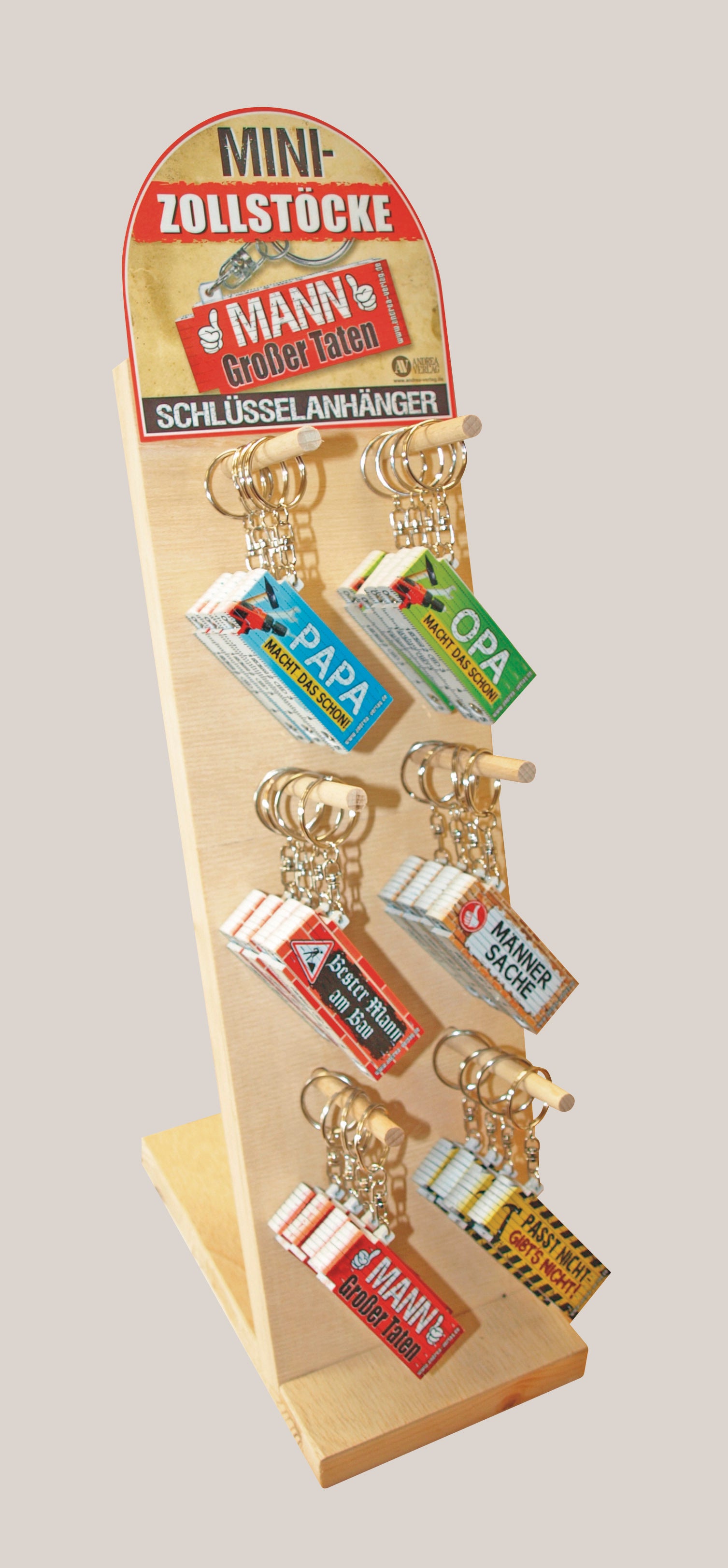 ROOST Schlüsselanhänger Zollstock – 35 × 28 × 68 mm