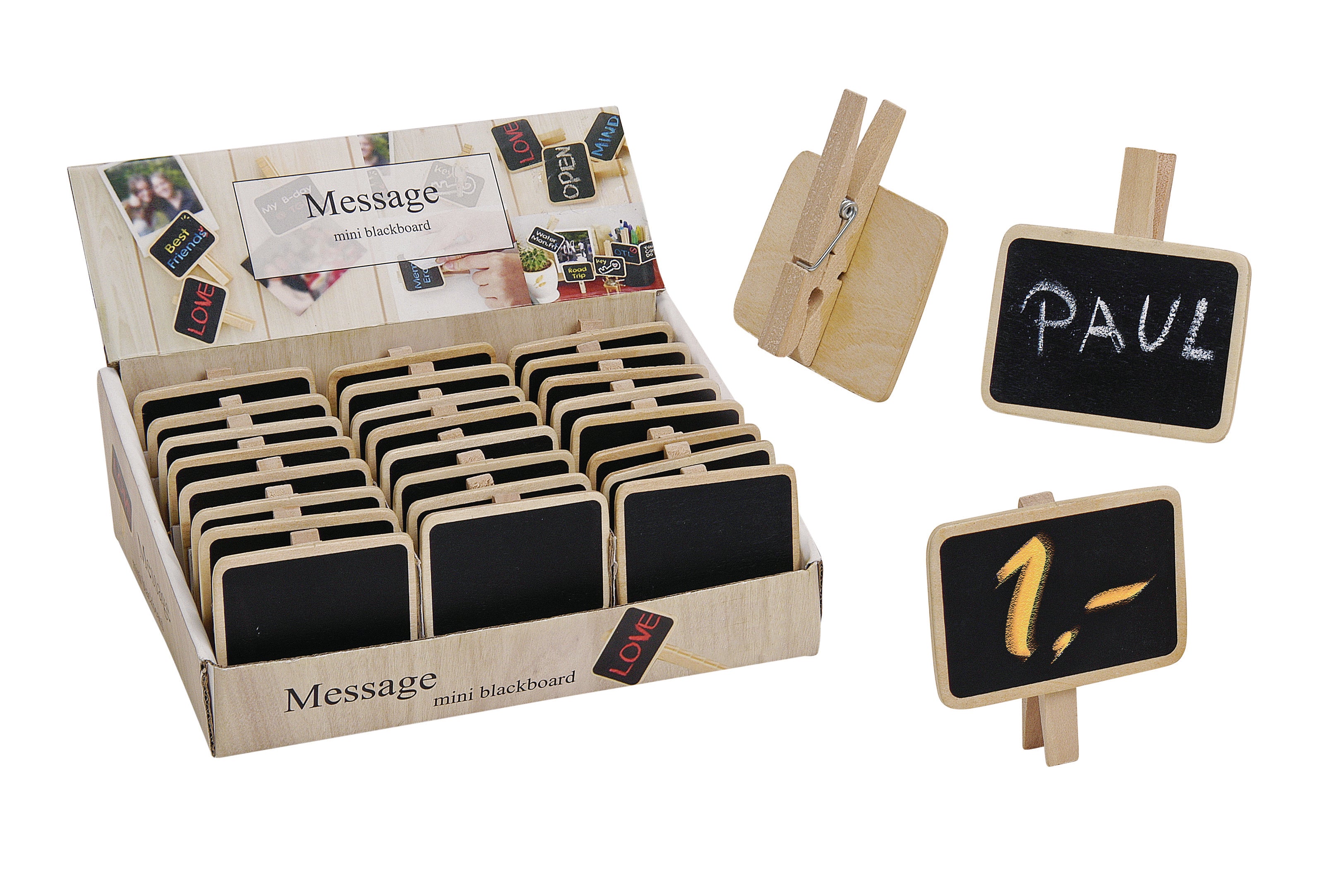 ROOST Minikreidetafel – 72 × 75 mm – Holzrahmen, Herzdeko – für Kreide